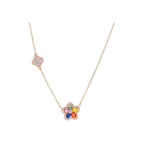 Accedi alla scheda di Bartorelli Italian Jewels GIROCOLLO IN ORO ROSA CON ZAFFIRI MULTICOLOR E DIAMANTI BIANCHI - KP1190/MS