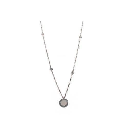 Accedi alla scheda di Mano | J . COLLANA IN TITANIO SABBIATOCON CIONDOLO CONTORNO DIAMANTI BLU - SCO4CODBL