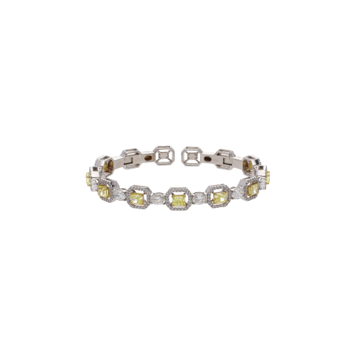 Accedi alla scheda di Bartorelli Italian Jewels BRACCIALE RIGIDO IN ORO BIANCO CON DIAMANTI BIANCHI E DIAMANTI FANCY YELLOW - 1PU1790034/1