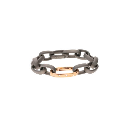 Accedi alla scheda di Mano | J . BRACCIALE IN TITANIO CON UNA MAGLIA ORO ROSSO INCASSATA DIAMANTI WHITE - CBR2DWH223