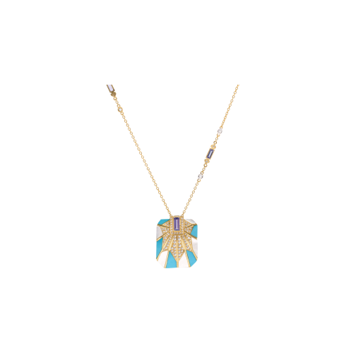 Accedi alla scheda di Bartorelli Italian Jewels COLLANA CON MEDAGLIONE PENDENTE IN ORO GIALLO CON TANZANITE, MADREPERLA, TURCHESE E PAV&Eacute; DI DIAMANTI - QNKG04097DMPTATQY