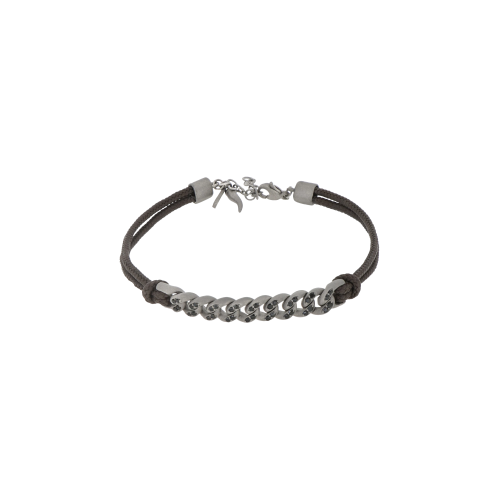 Accedi alla scheda di Mano | J . BRACCIALE GROUMETTE NAUTICA IN TITANIO CON DIAMANTI BLACK E LACCIO MOCHA - BRG1002