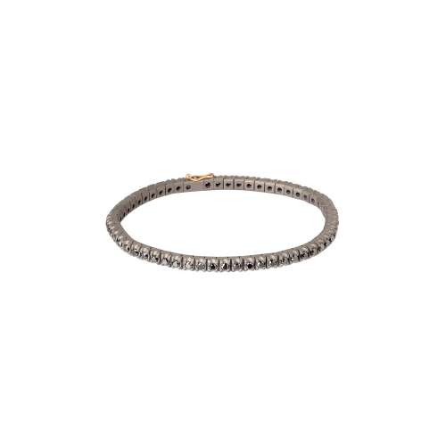 Accedi alla scheda di Mano | J . BRACCIALE TENNIS CLASSICO IN TITANIO, ORO ROSSO 18 KT E DIAMANTI BLACK DA 5 PUNTI. - MINTENBRTBBR5PT
