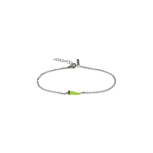 Accedi alla scheda di Mano | J . BRACCIALE CHARMS UOMO LUCKY HORN CON CORNETTO SMALTATO GIALLO FLUO IN TITANIO, 5 BLACK E CATENA - CHBRT5BBRKSM_GIALLOFLUO