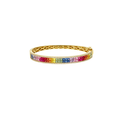 Accedi alla scheda di Bartorelli Italian Jewels BRACCIALE RIGIDO IN ORO GIALLO CON DIAMANTI BIANCHI E ZAFFIRI MULTICOLOR - KB1039/MS