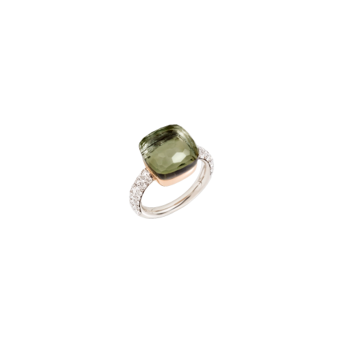 Accedi alla scheda di Pomellato POMELLATO - ANELLO NUDO MAXI IN ORO BIANCO E ROSA CON PRASIOLITE E DIAMANTI - PAB4010O6000DB0PA - PAB4010O6000DB0PA