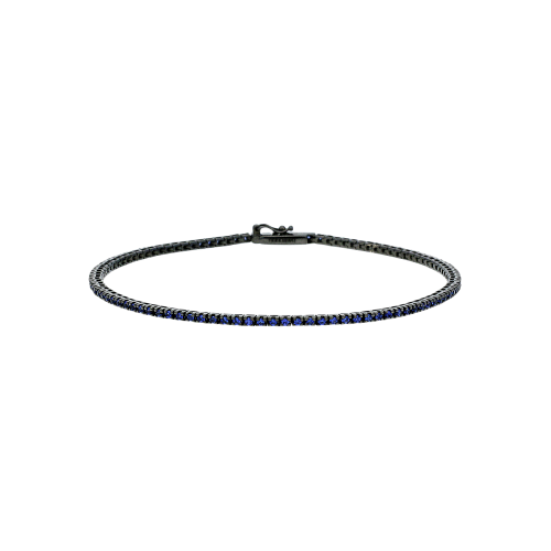 Accedi alla scheda di Bartorelli Italian Jewels Bracciale tennis in oro brunito 18 carati e zaffiri blu naturali taglio brillante - VB05132SBBW