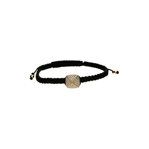 Accedi alla scheda di Bartorelli Italian Jewels Bracciale morbido in cordino nero e oro rosa 18 carati con diamanti bianchi taglio brillante - VB26302DP