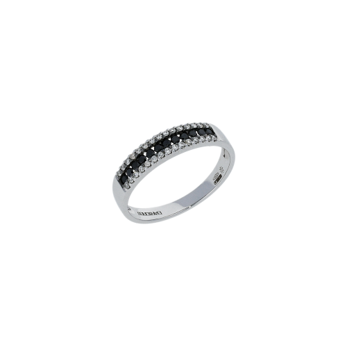 Accedi alla scheda di Bartorelli Italian Jewels Anello in oro bianco 18 carati con diamanti bianchi e diamanti neri taglio brillante - VR21625DKDW-