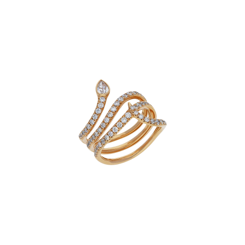 Accedi alla scheda di Bartorelli Italian Jewels Serpente-Anello in oro rosa 18 carati e diamanti bianchi taglio brillante e taglio goccia - VR25061DP-