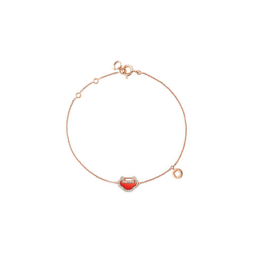 Accedi alla scheda di Qeelin BRACCIALE PETITE YU YI IN ORO ROSA CON DIAMANTI E AGATA ROSSA - YY-BR0002E-RGDRA - YYBPT2ERGRA