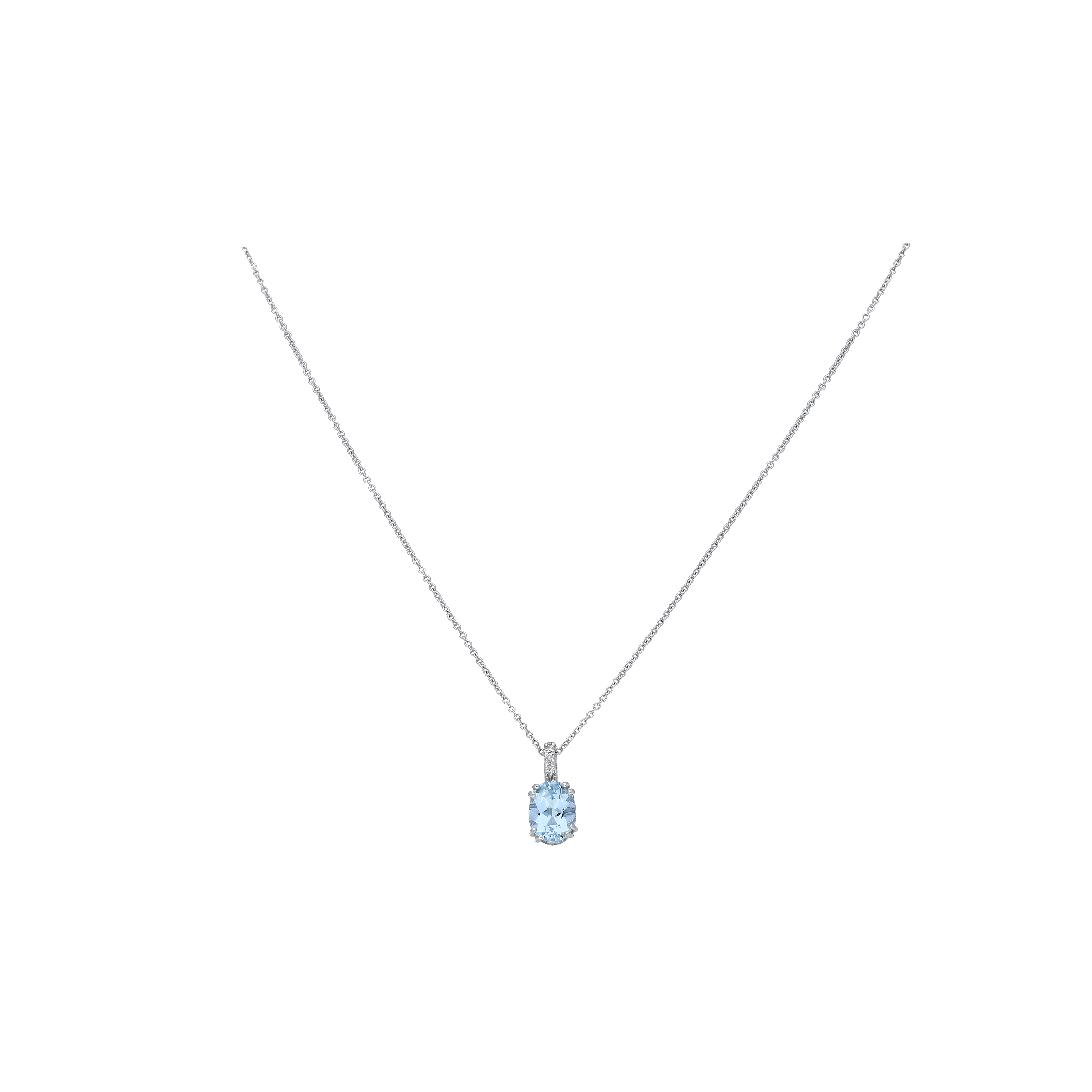 Bartorelli Italian Jewels | Collana oro bianco ciondolo acquamarina ovale diamanti bianchi - 5279223 (1)