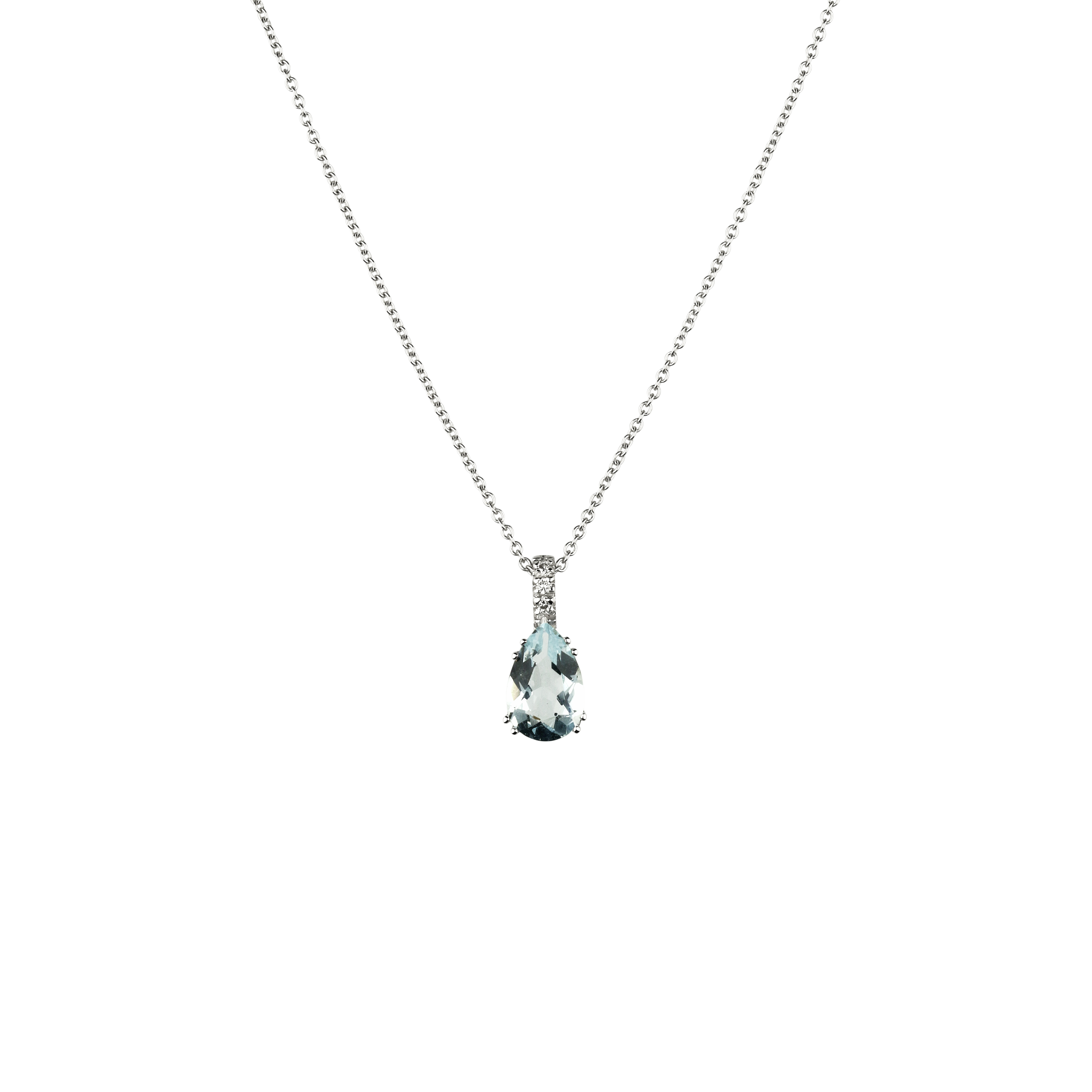 Bartorelli Italian Jewels | Collana in oro bianco con pendente acquamarina goccia e diamanti - 5562227 (1)