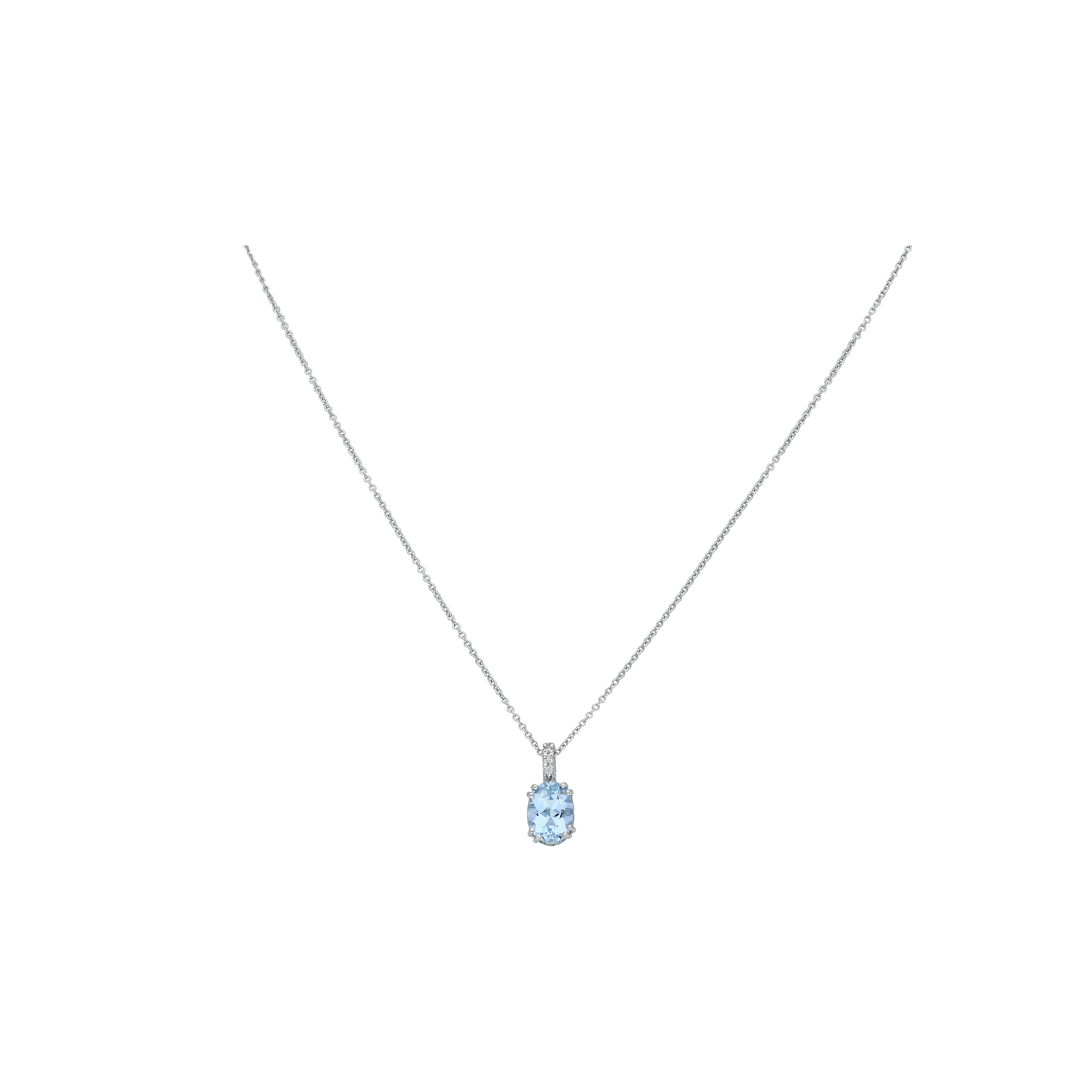 Bartorelli Italian Jewels | COLLANA IN ORO BIANCO CON PENDENTE ACQUAMARINA E DIAMANTE - 5627233 (1)