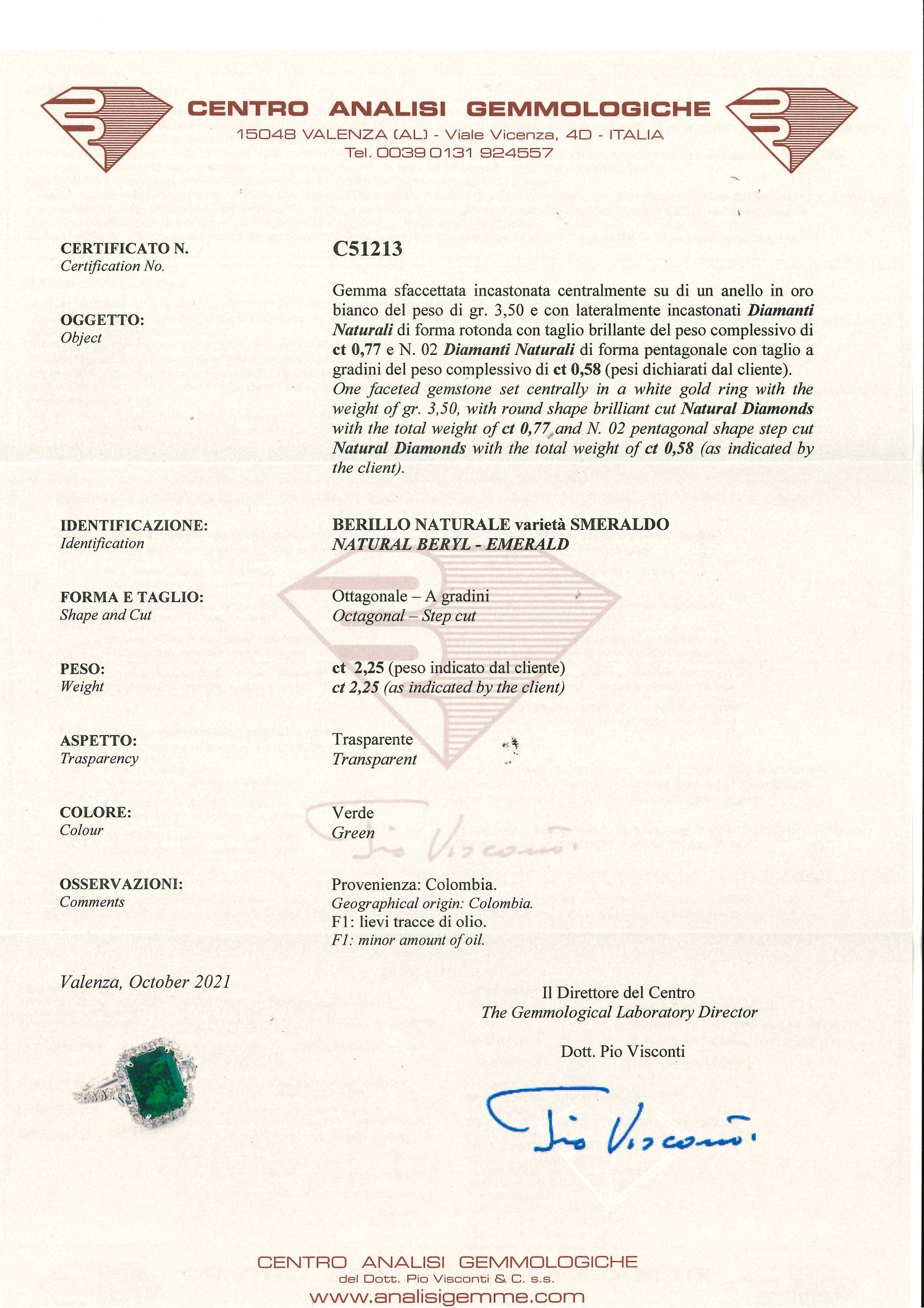 Bartorelli Italian Jewels | ANELLO IN ORO BIANCO CON SMERALDO CENTRALE E DIAMANTI BIANCHI - 000-4935NS (4)