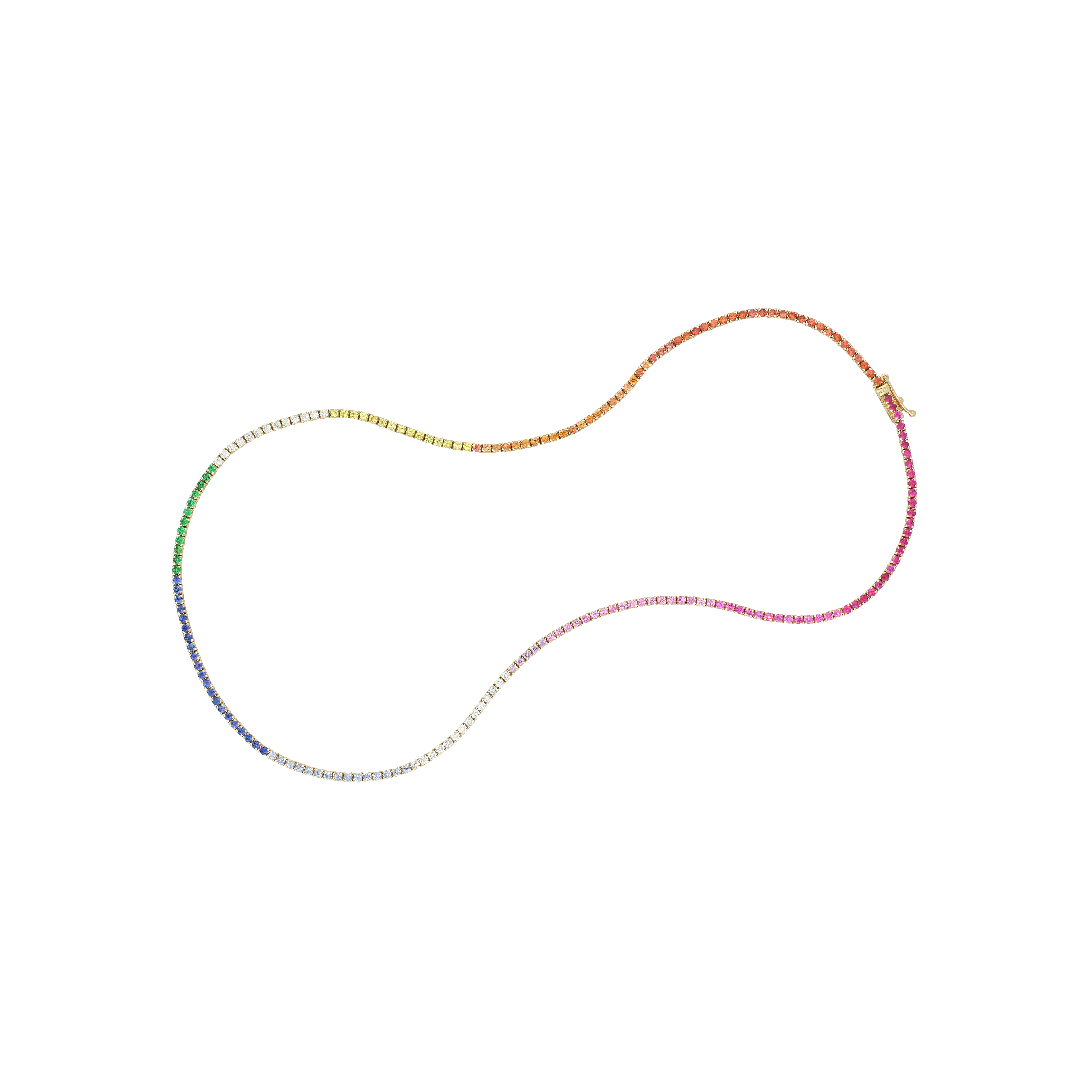 Bartorelli Italian Jewels | COLLANA TENNIS IN ORO ROSA CON DIAMANTI BIANCHI E ZAFFIRI MULTICOLOR - 99446171 (1)