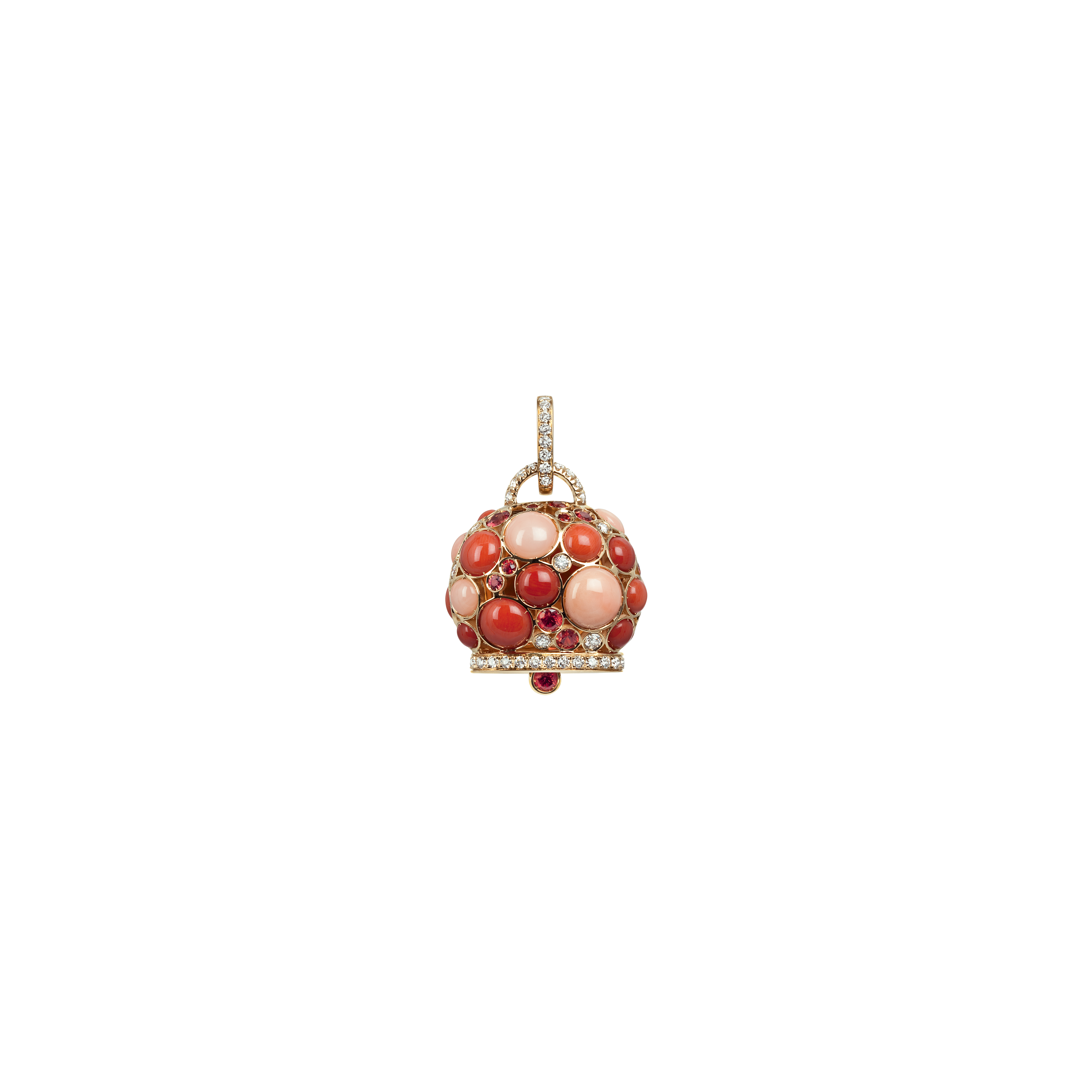 Chantecler | CIONDOLO CAMPANELLA CAPRI IN ORO ROSA CON DIAMANTI, ZAFFIRI ROSA, CORALLO ROSA, ROSSO E ARANCIO - 31101 - 31101 (1)