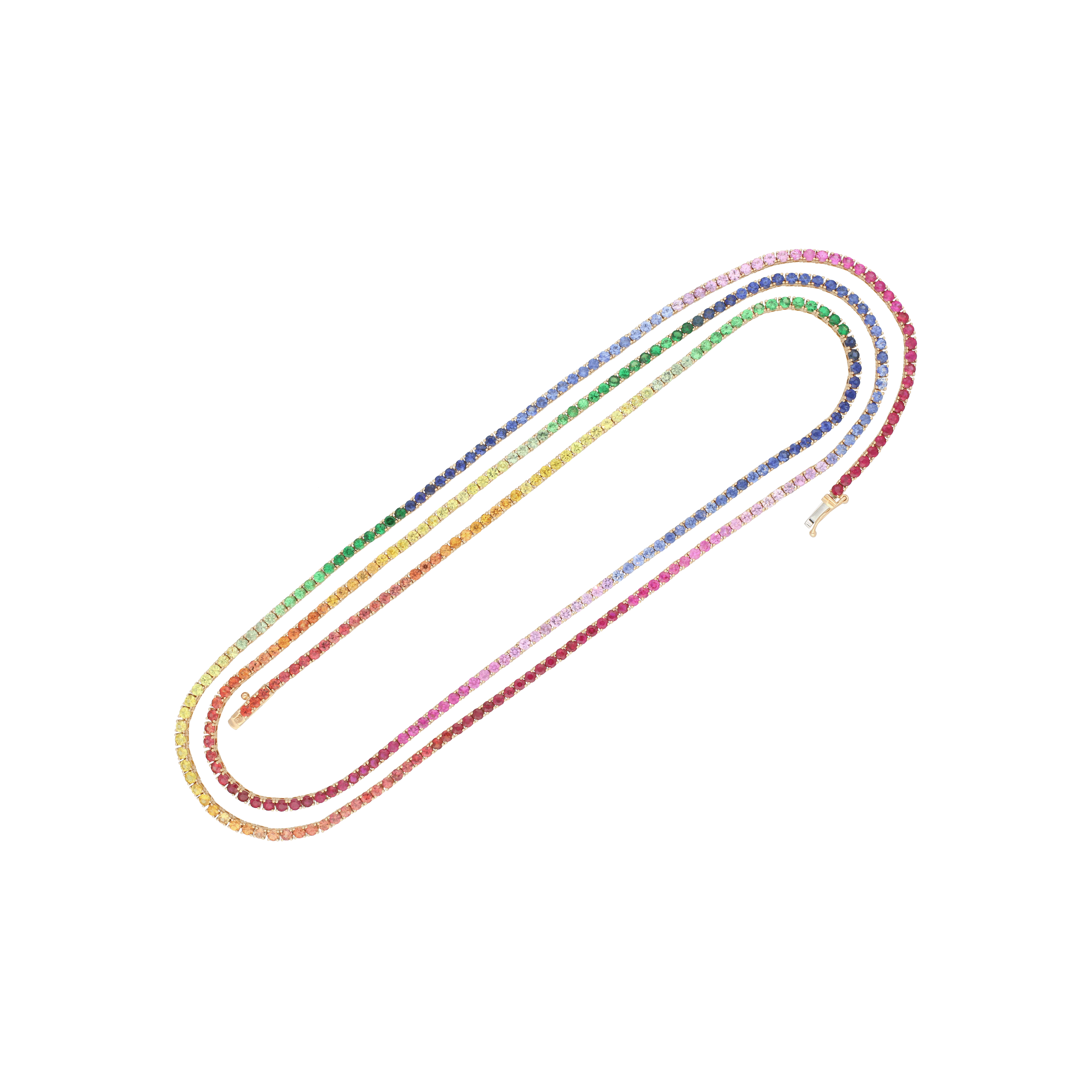 Bartorelli Italian Jewels | COLLANA TENNIS LUNGA IN ORO ROSA E ZAFFIRI MULTICOLOR - 17189390 (1)