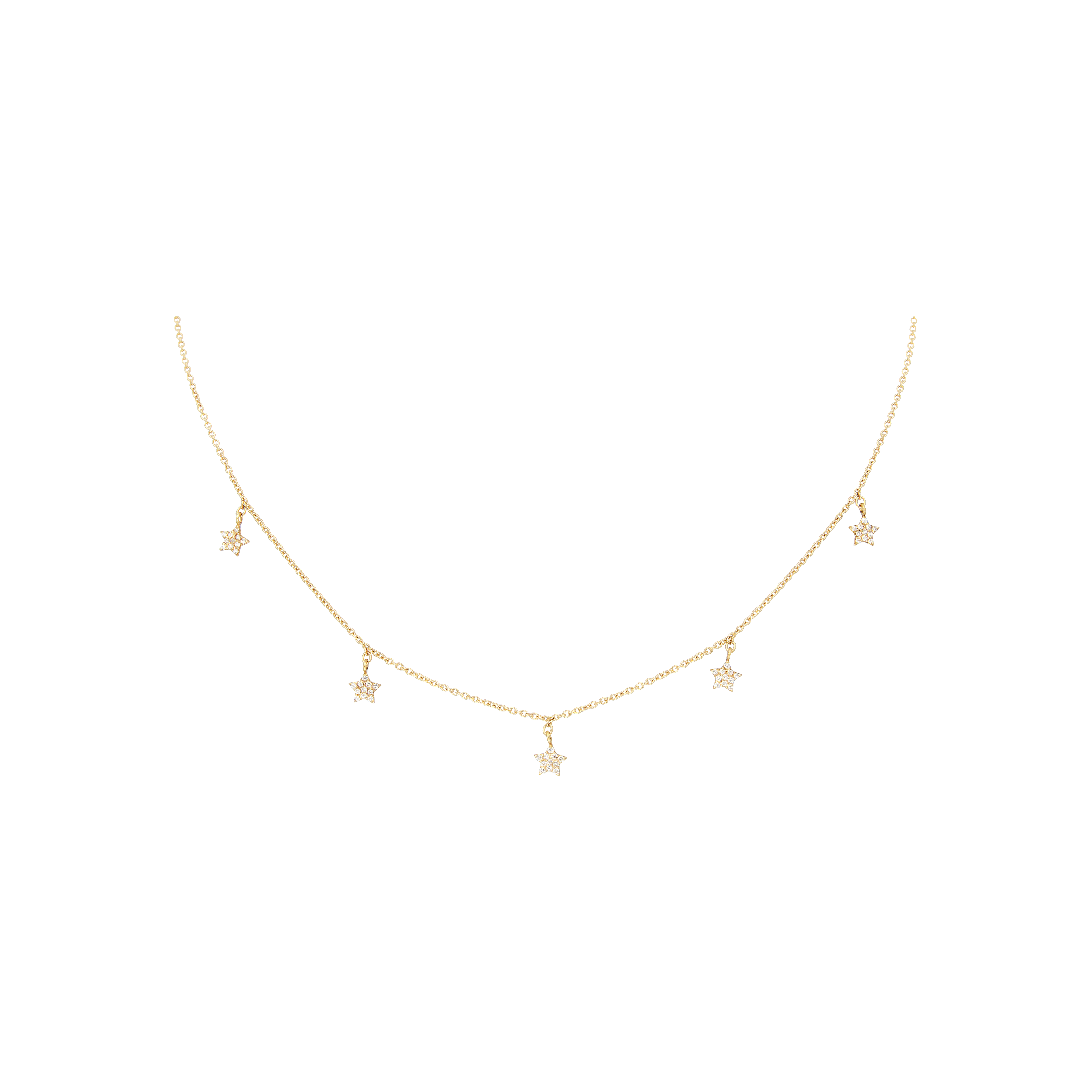 Bartorelli Italian Jewels | COLLANA GIROCOLLO IN ORO ROSA CON STELLE PENDENTI IN PAV&Eacute; DI DIAMANTI - C054/3OR (1)