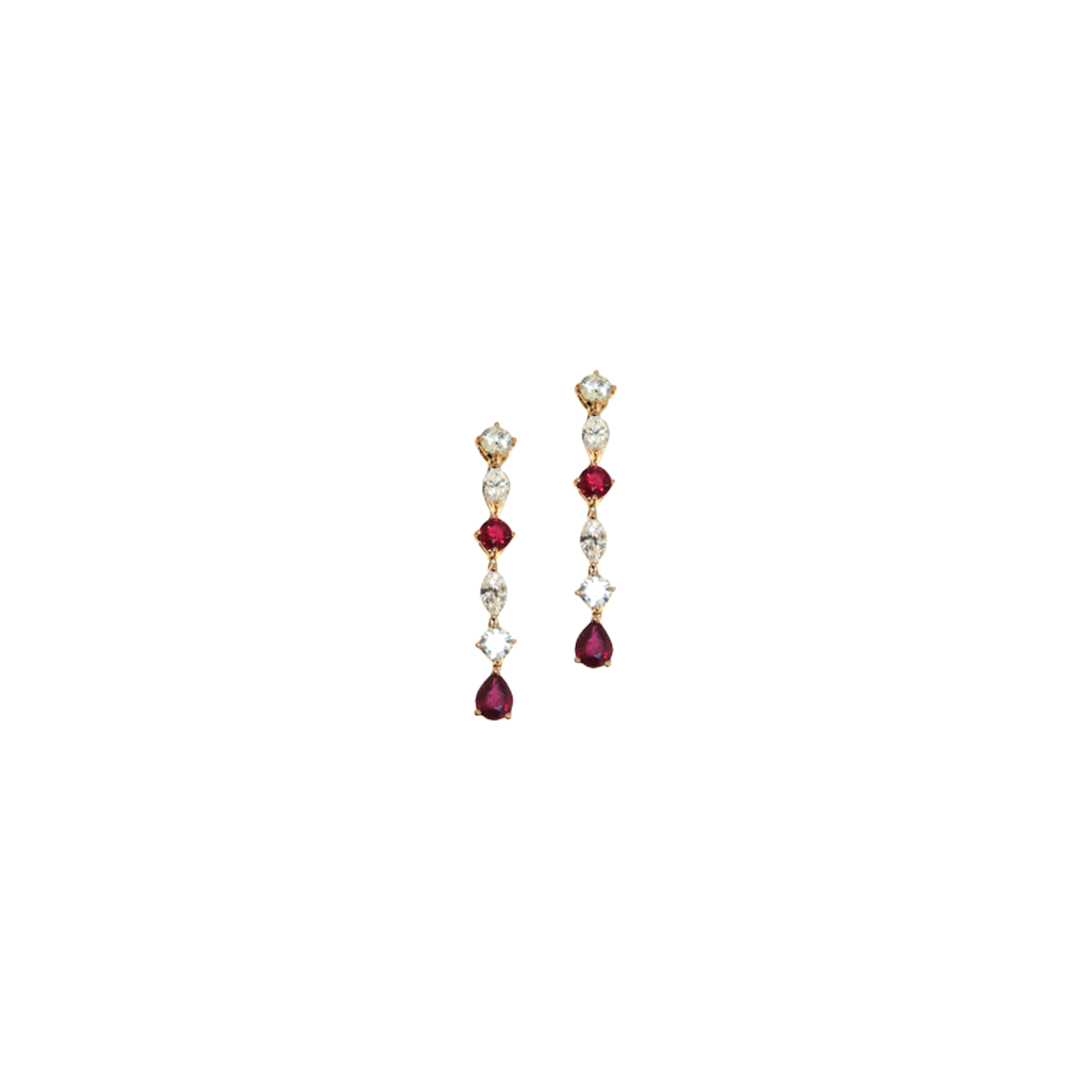 Bartorelli Italian Jewels | ORECCHINI PENDENTI IN ORO ROSA CON DIAMANTI E RUBINI - 3E00049DRUP (1)