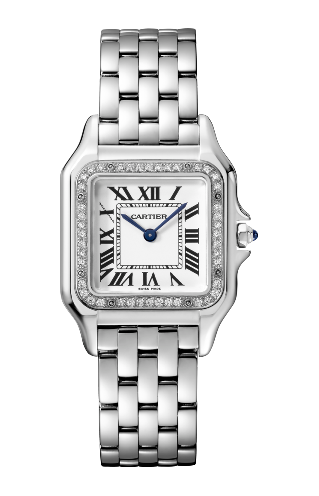Cartier | PANTH&Egrave;RE DE CARTIER, MODELLO MEDIO, ACCIAIO, DIAMANTI, QUARZO - W4PN0018 (1)