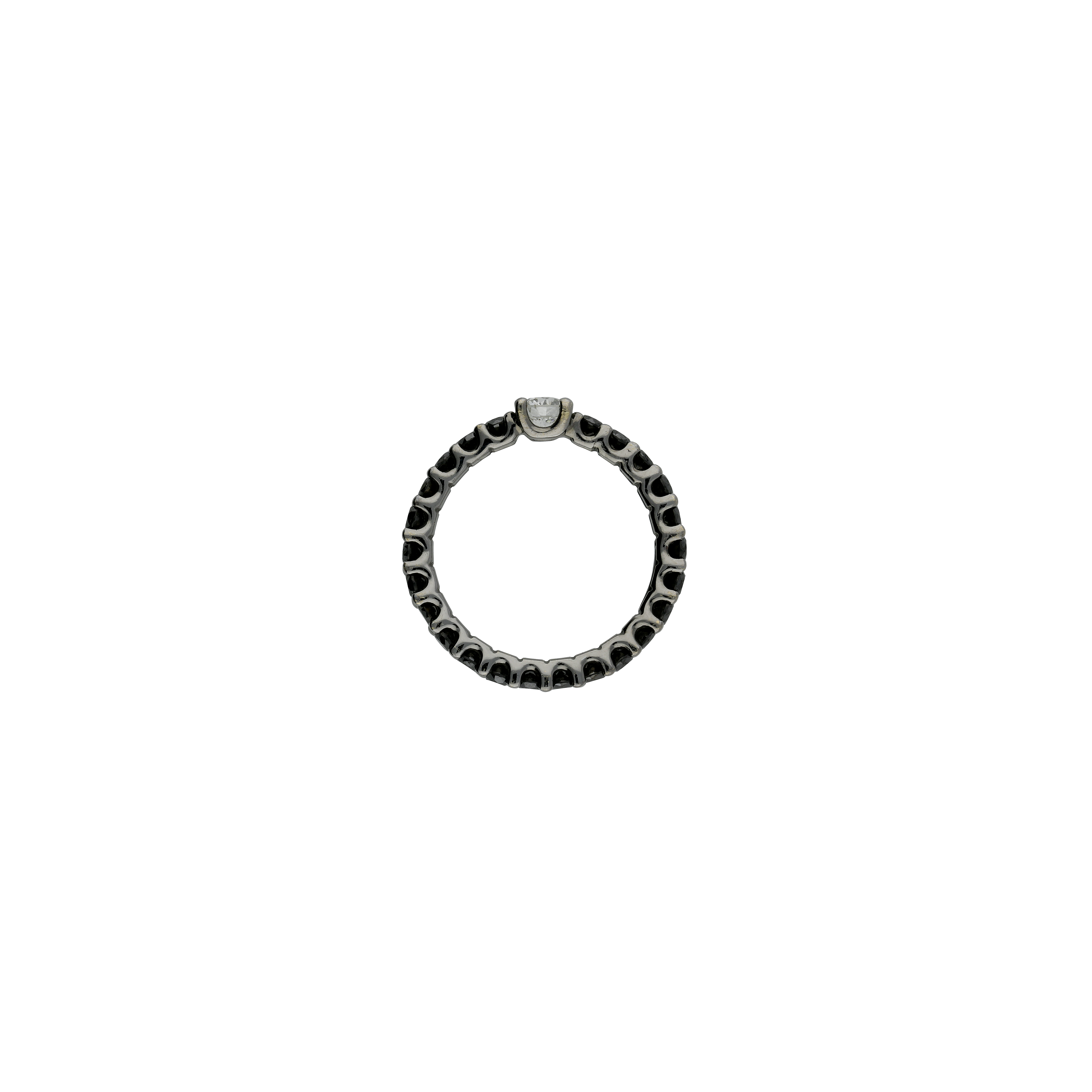 Bartorelli Italian Jewels | ANELLO FEDINA IN ORO NERO CON DIAMANTI NERI GIRO INTERO E DIAMANTE BIANCO CENTRALE - 544142 (3)