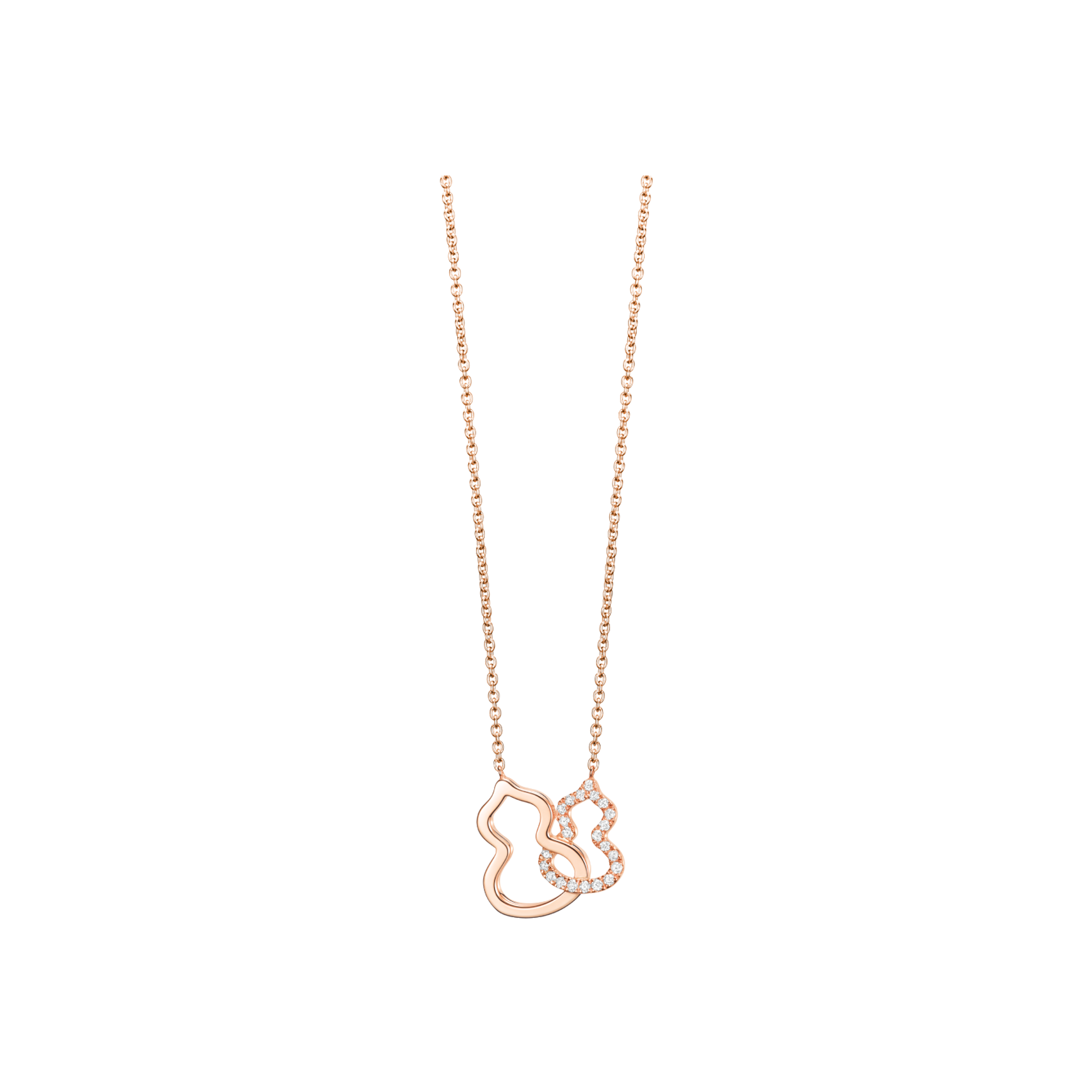 Qeelin | COLLANA PETITE DOUBLE WULU IN ORO ROSA CON DIAMANTI - WU-NL0004A-RGD - W2NPT4ARGDI (1)