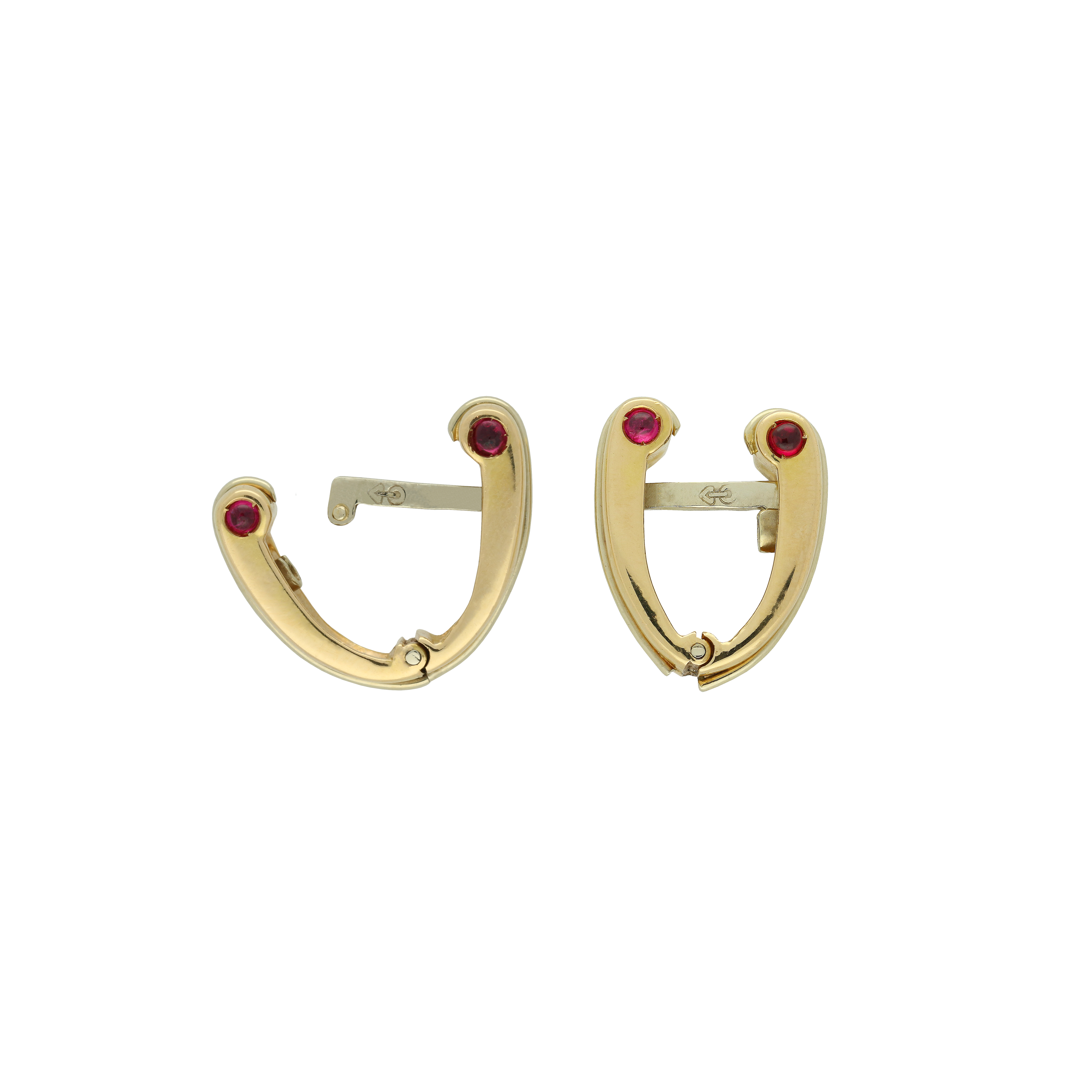 Bartorelli Italian Jewels | GEMELLI A FERRO DI CAVALLO IN ORO ROSA E RUBINI - 3190 (2)