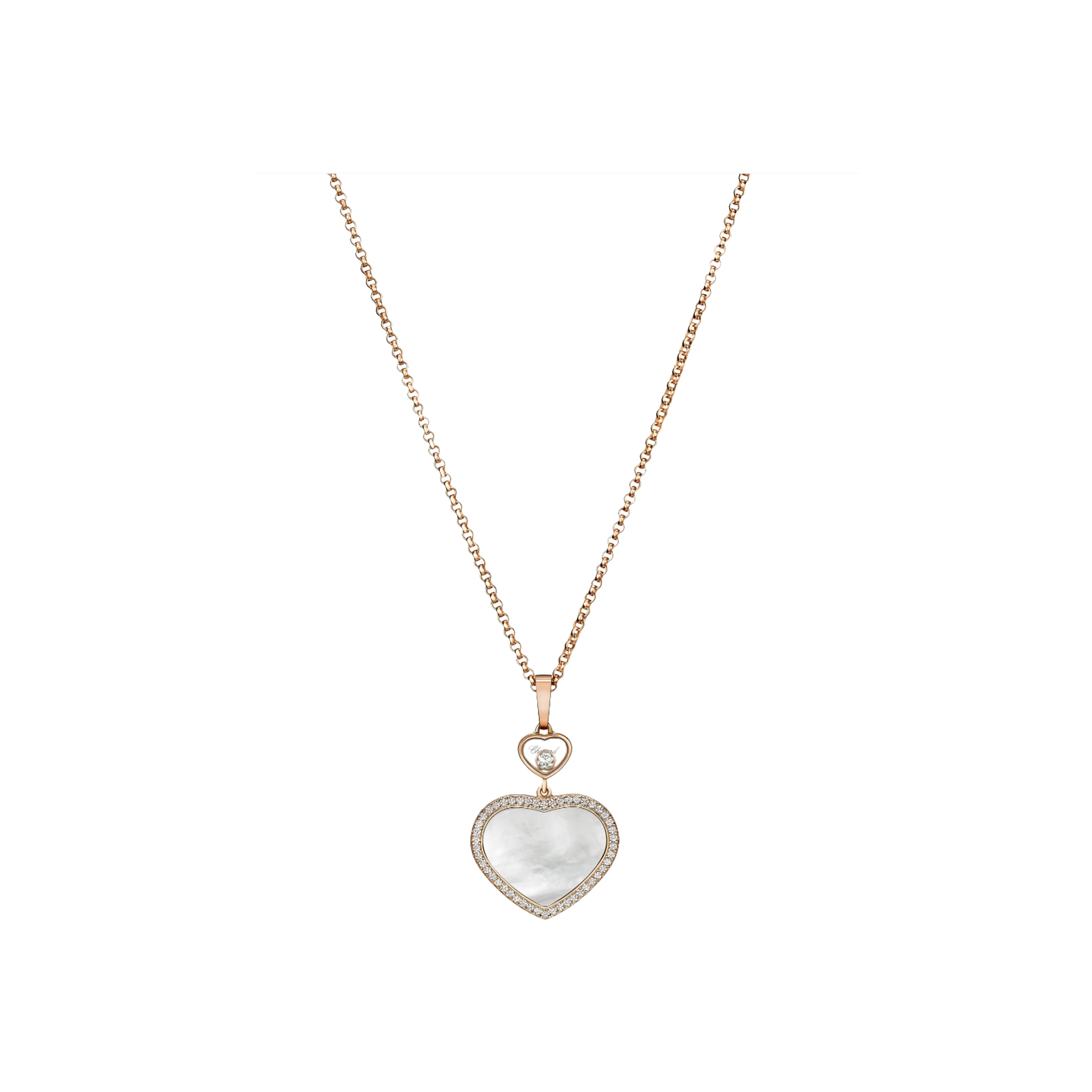 Chopard | CHOPARD - HAPPY HEARTS - COLLANA IN ORO ROSA CON CIONDOLO CUORE IN ORO ROSA, DIAMANTI E MADREPERLA - 79A074-5301 - 79A074 (1)