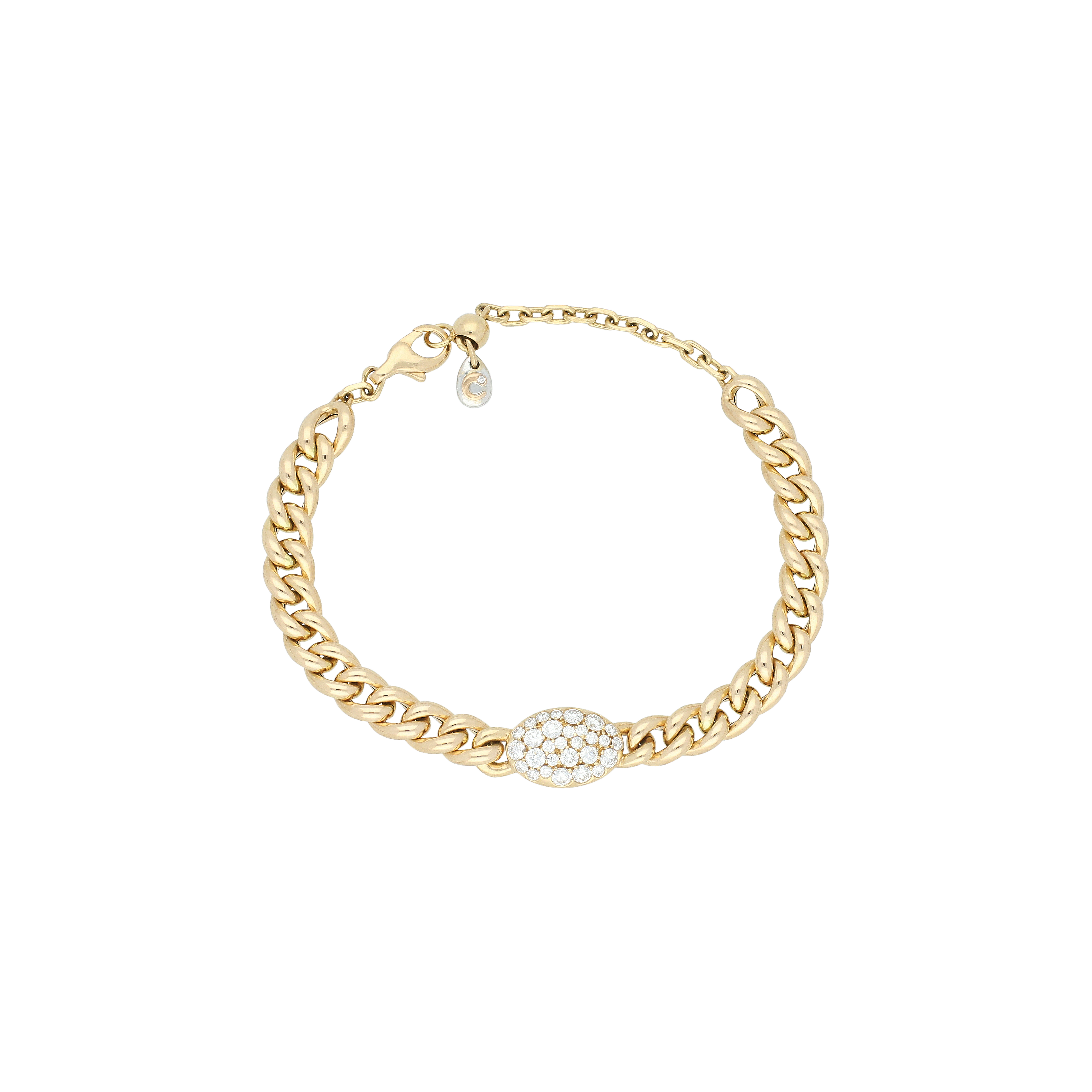 Bartorelli Italian Jewels | BRACCIALE IN MAGLIA MORBIDA ORO ROSA CON PAV&Eacute; DI DIAMANTI - 73819190 (1)