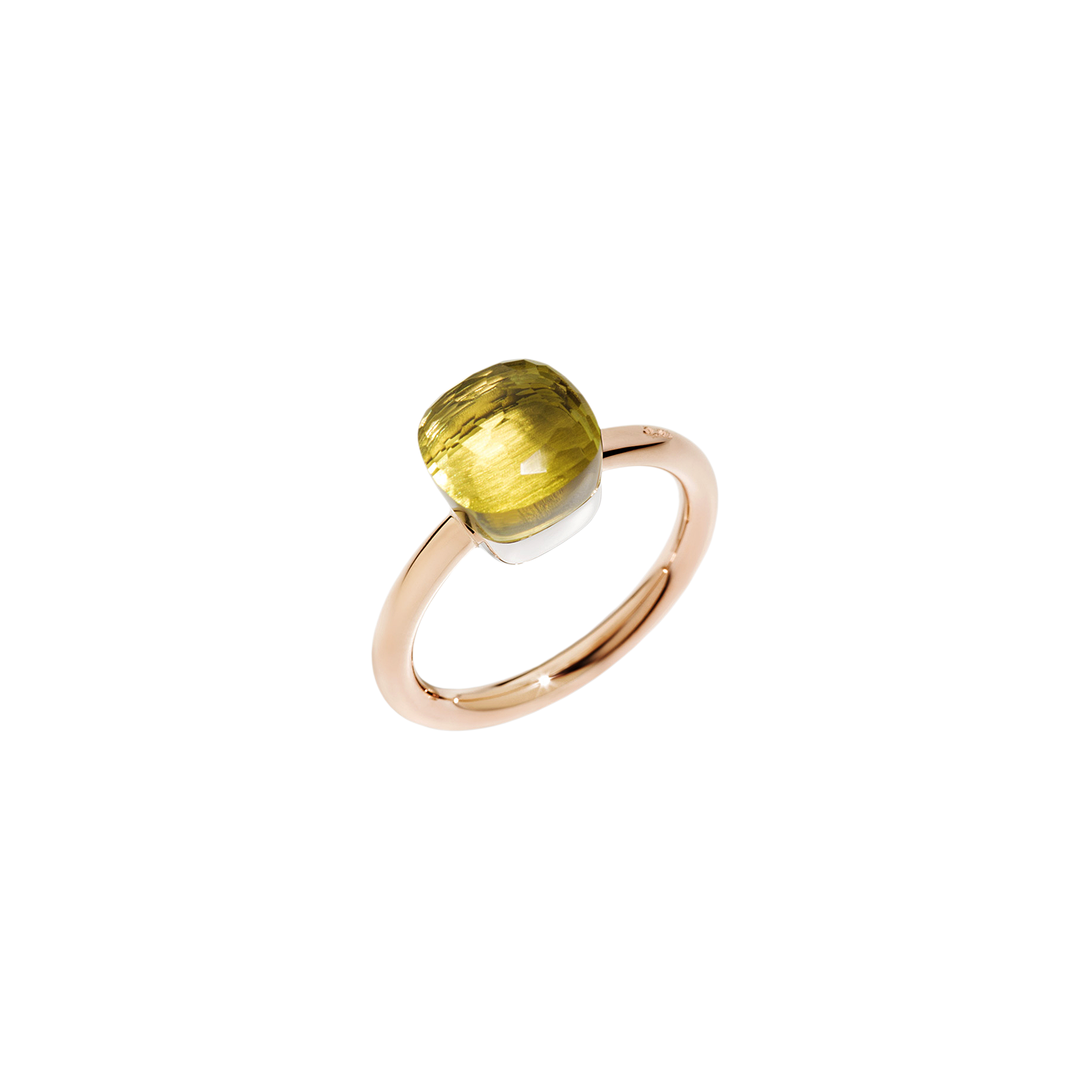 Pomellato | ANELLO NUDO - ANELLO NUDO PETIT IN ORO ROSA CON CASTONE IN ORO BIANCO E QUARZO LEMON SFACCETTATO - A.B403/O6/QL - PAB4030O6000000QL (1)