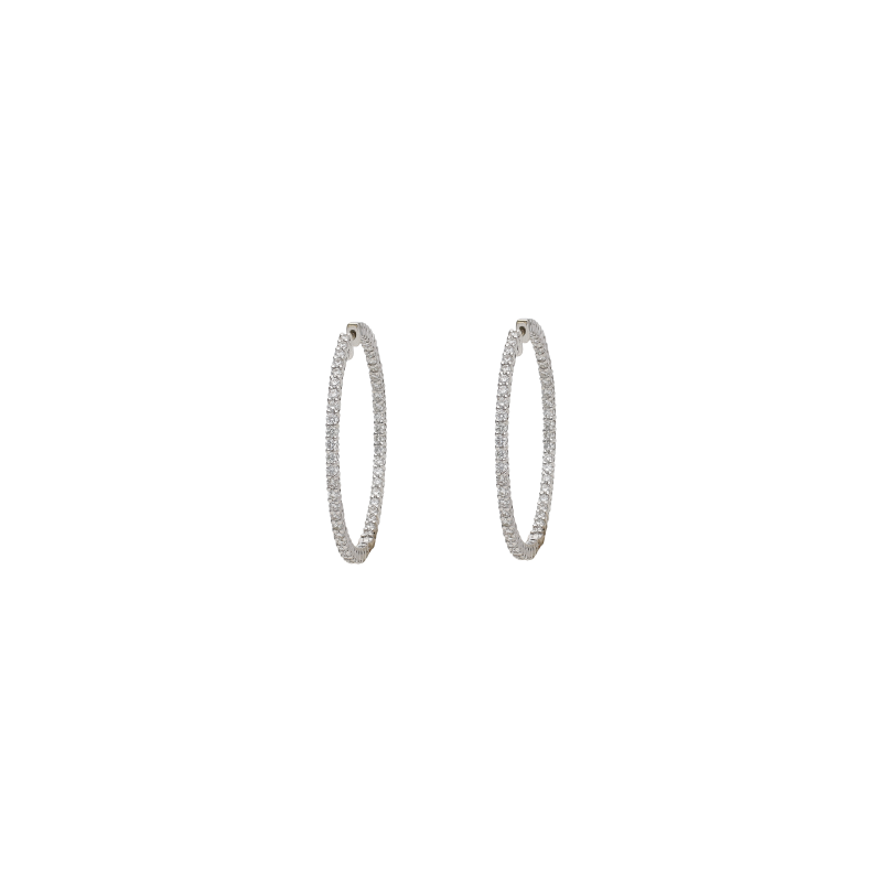 Bartorelli Italian Jewels | ORECCHINI A CERCHIO IN ORO BIANCO CON DIAMANTI ESTERNI E INTERNI - ME1327320DW (1)