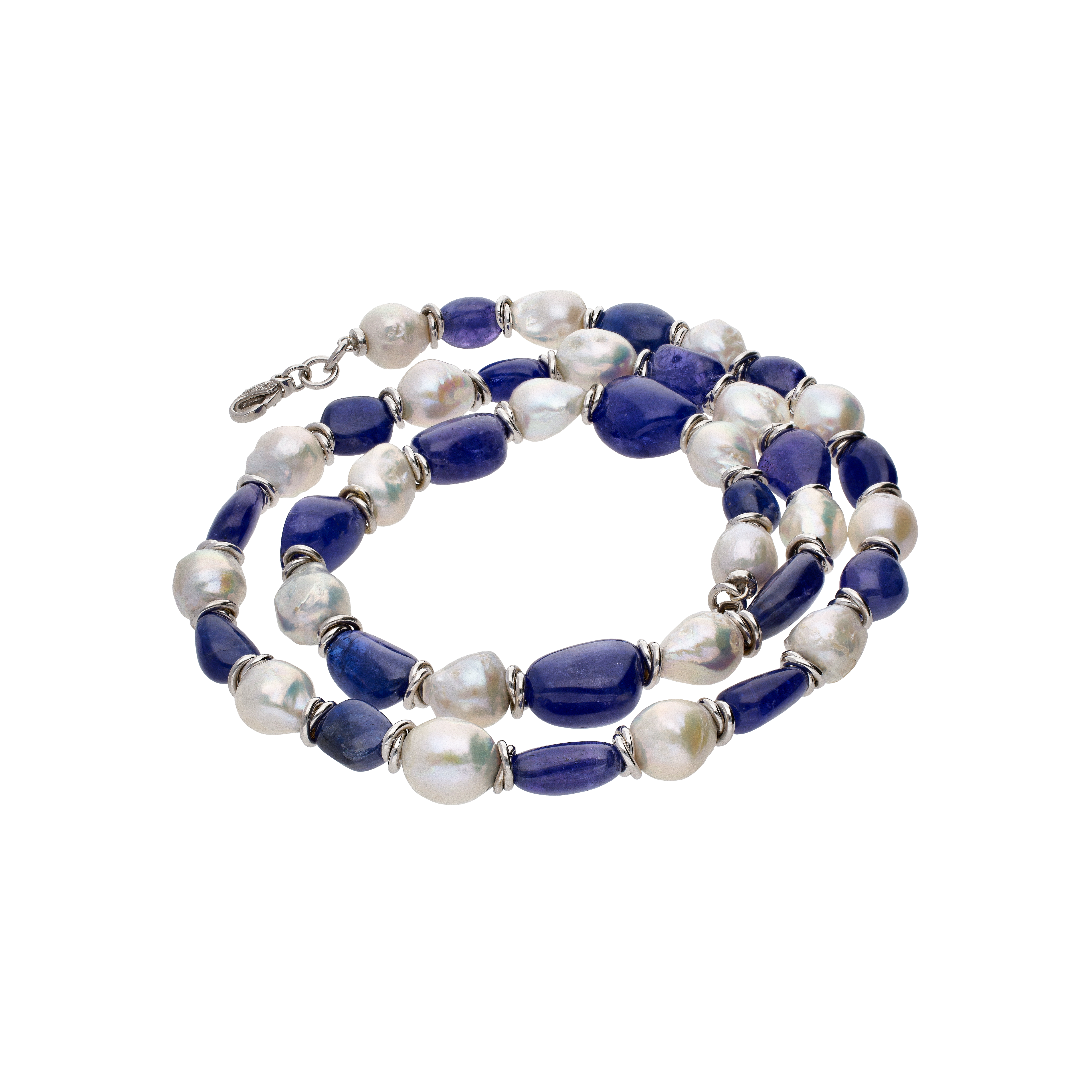 Bartorelli Italian Jewels | COLLANA CON PERLE BAROCCHE ALTERNATE A TANZANITE E ANELLINI IN ORO BIANCO - C0LL285/1-8B (1)