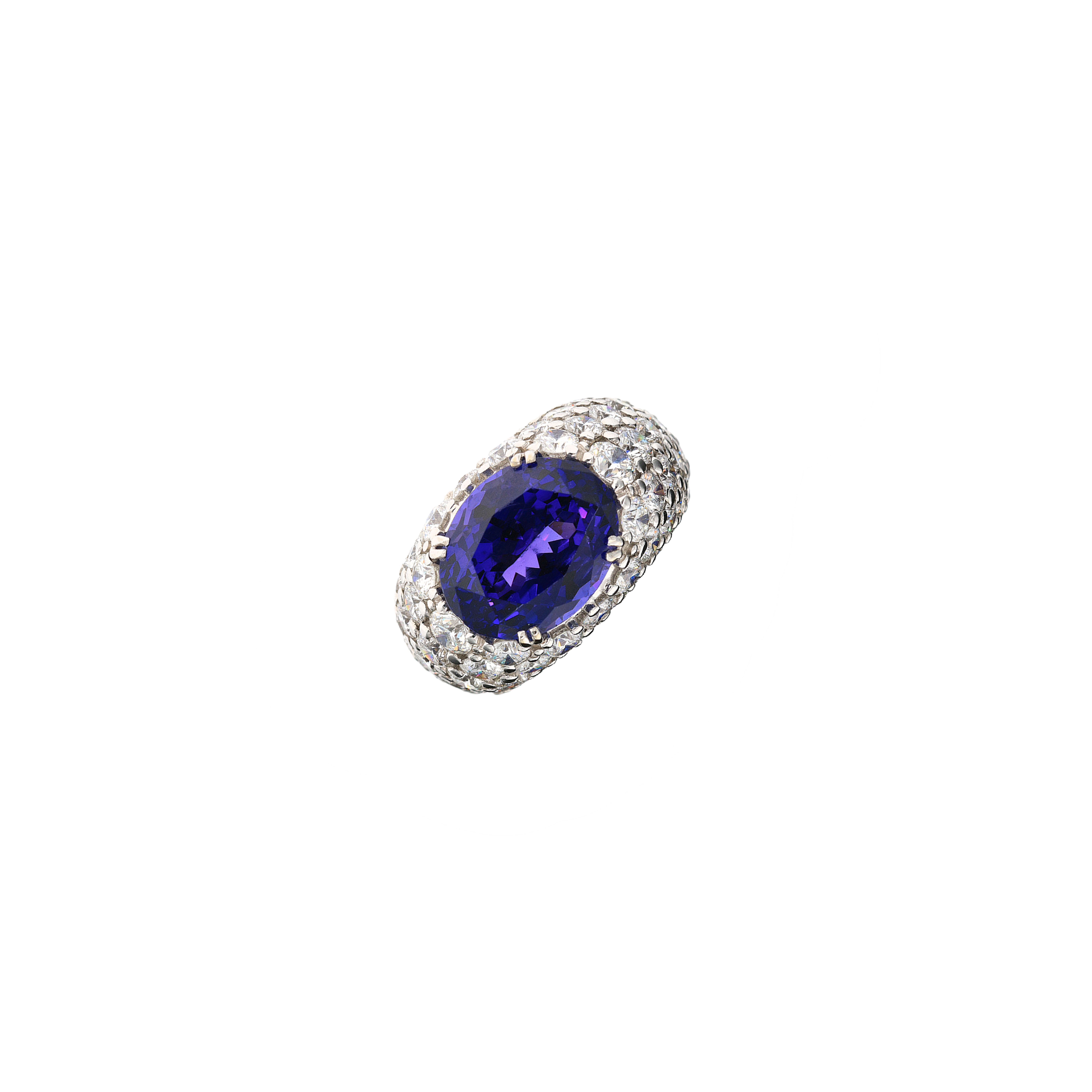 Bartorelli Italian Jewels | ANELLO IN ORO BIANCO CON PAVE' DI DIAMANTI BIANCHI E TANZANITE - 13581547 (1)