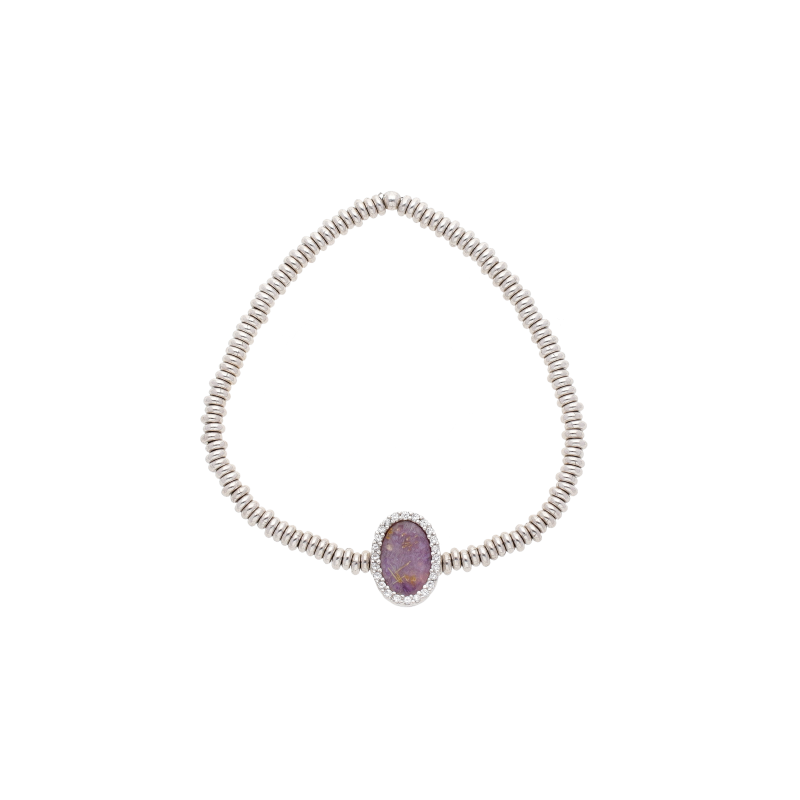 Bartorelli Italian Jewels | BRACCIALE IN ARGENTO CON RUTILO VIOLA OVALE E CONTORNO DI ZIRCONI - 91016414 (1)