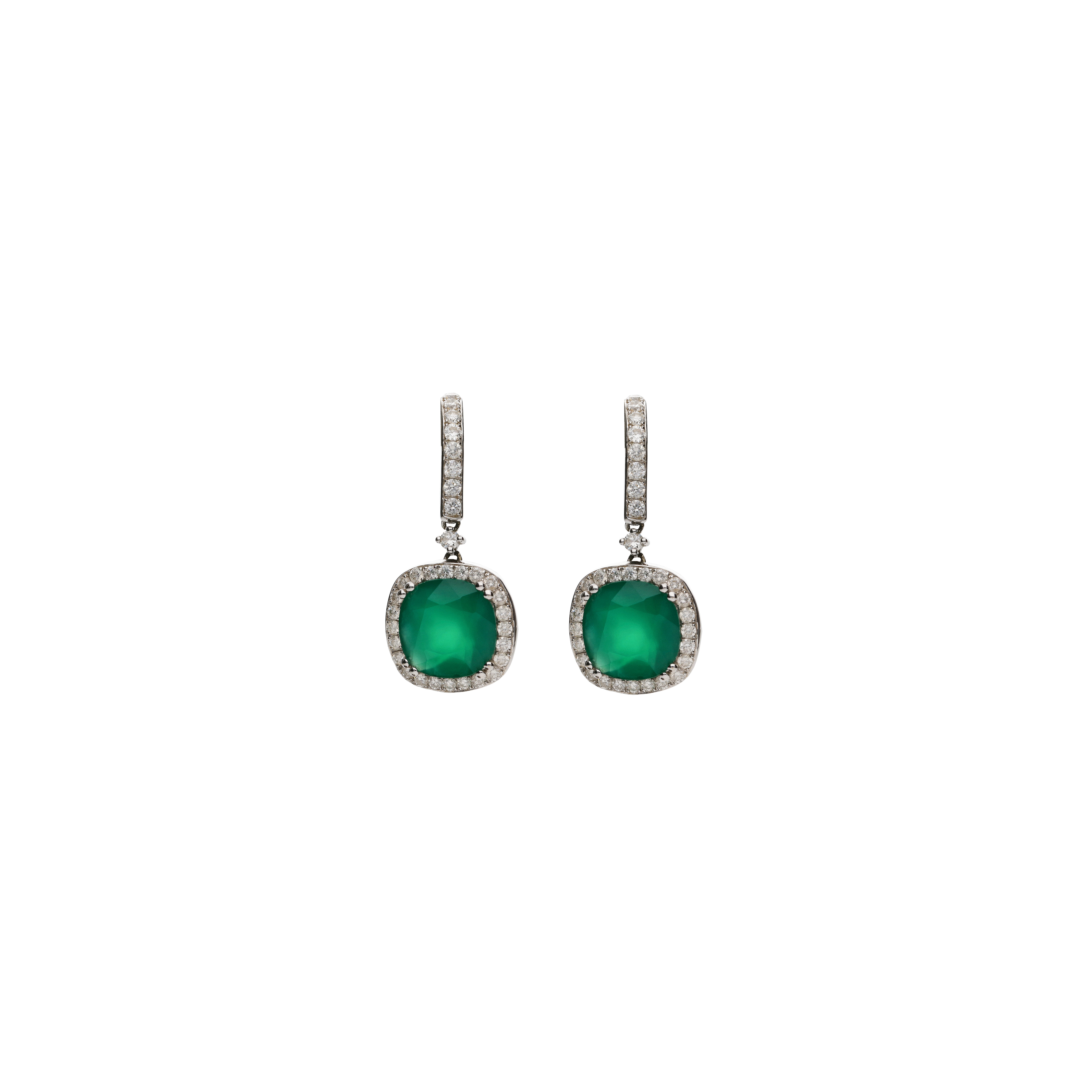 Bartorelli Italian Jewels | ORECCHINI A MONACHELLA CON AGATA VERDE E DIAMANTI - TE7556DAGW (1)