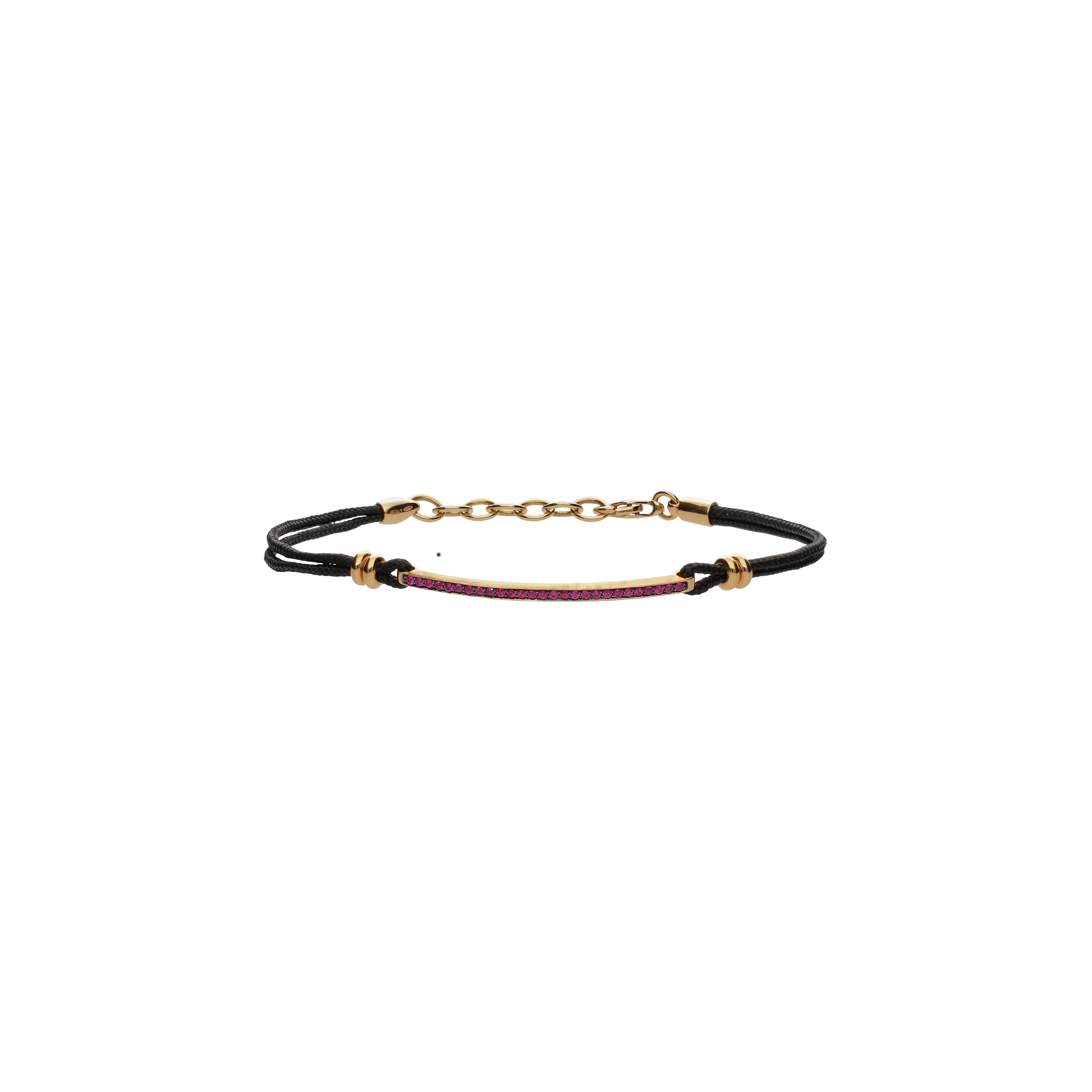 Bartorelli Italian Jewels | BRACCIALE CON BARRETTA IN ORO ROSA E RUBINI, CORDINO IN COTONE - VB08838RUP (1)
