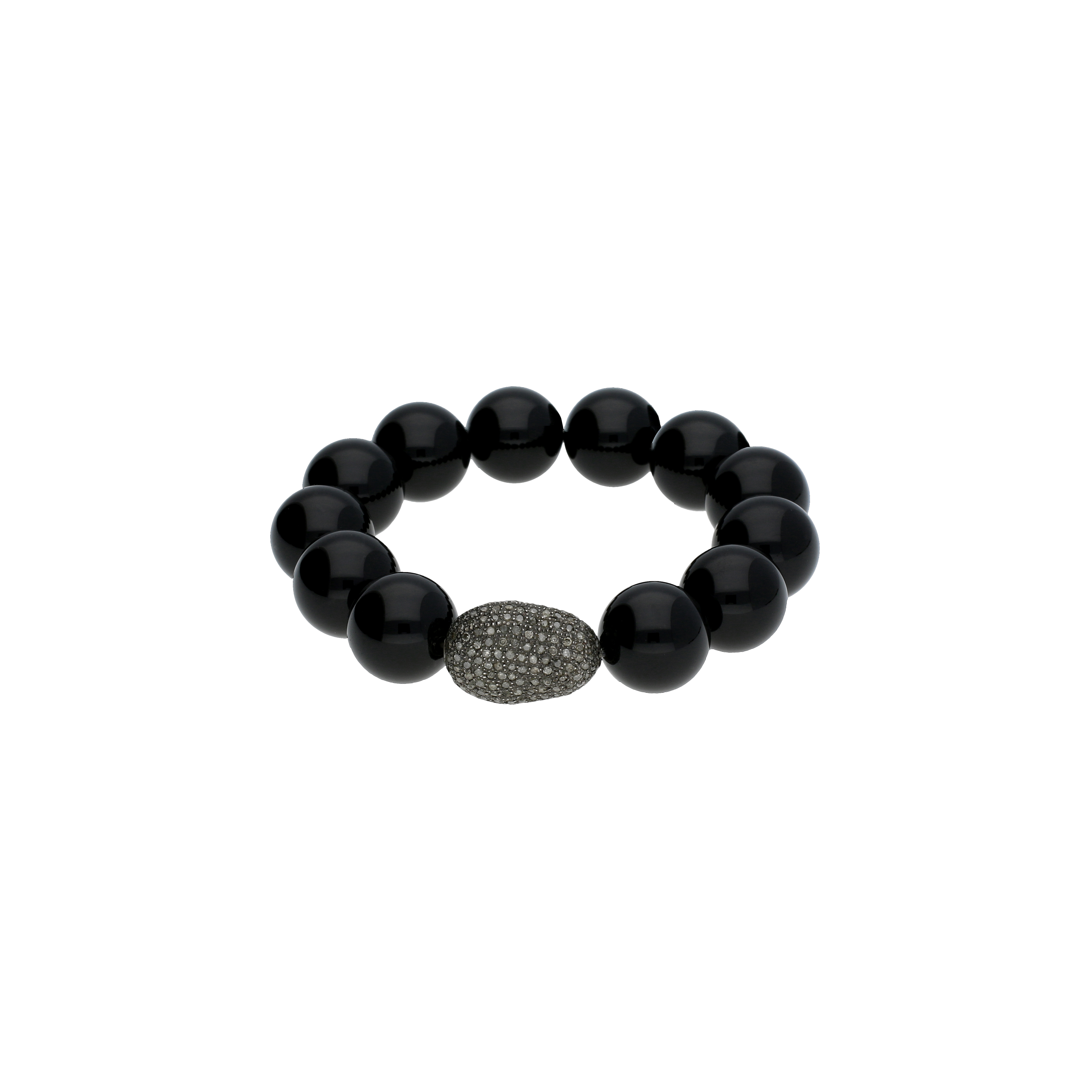 Bartorelli Italian Jewels | BRACCIALE ELASTICO CON PERLE DI ONICE NERO E PAVE' DI RUBINI BIANCHI - BO21/14/1 (1)