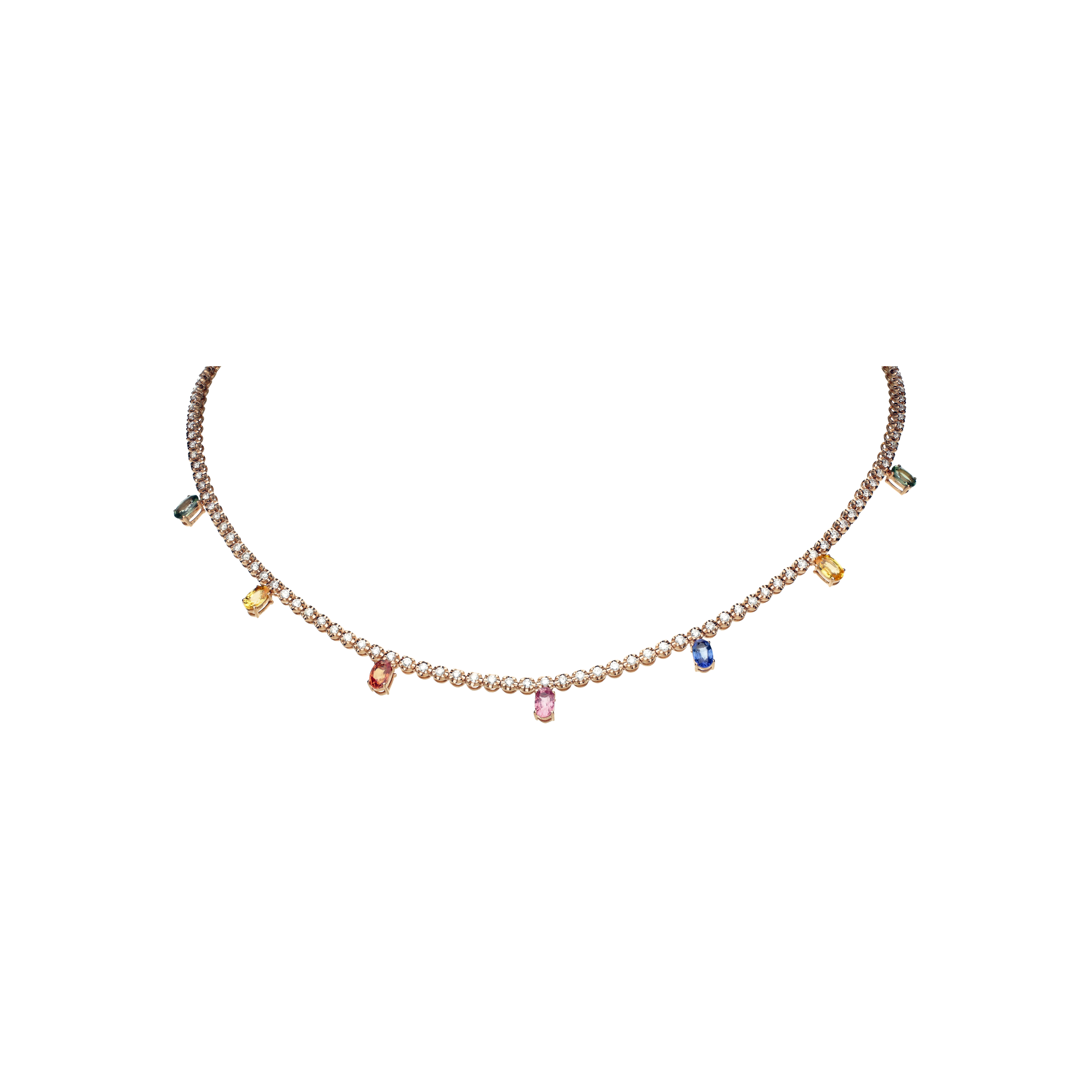 Bartorelli Italian Jewels | GIROCOLLO TENNIS IN ORO ROSA CON DIAMANTI E  ZAFFIRI MULTICOLOR - AN2821/MCS (1)