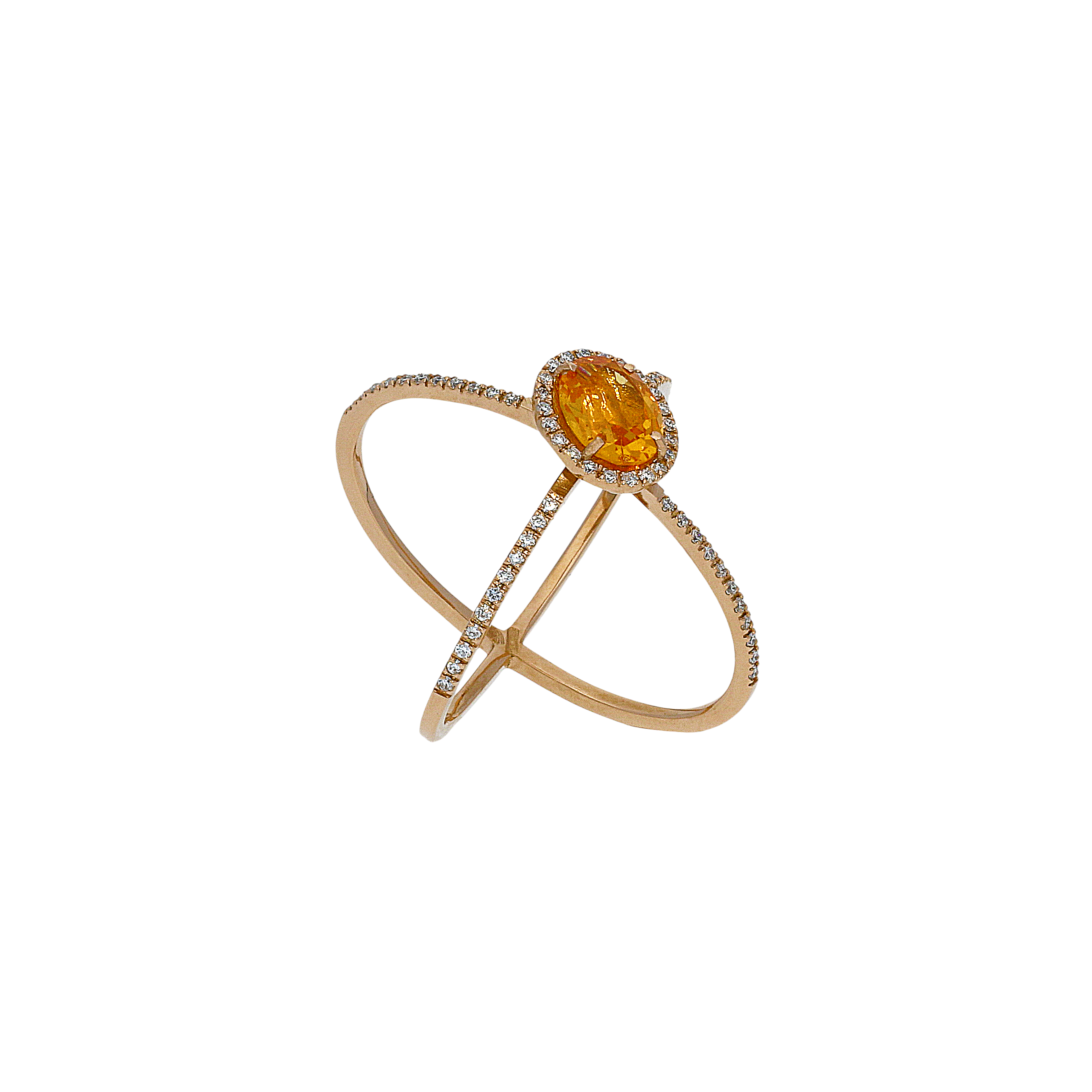 Bartorelli Italian Jewels | Anello in oro rosa 18 carati,granato mandarino e diamanti bianchi taglio brillante - ANP129/24-GM- (1)