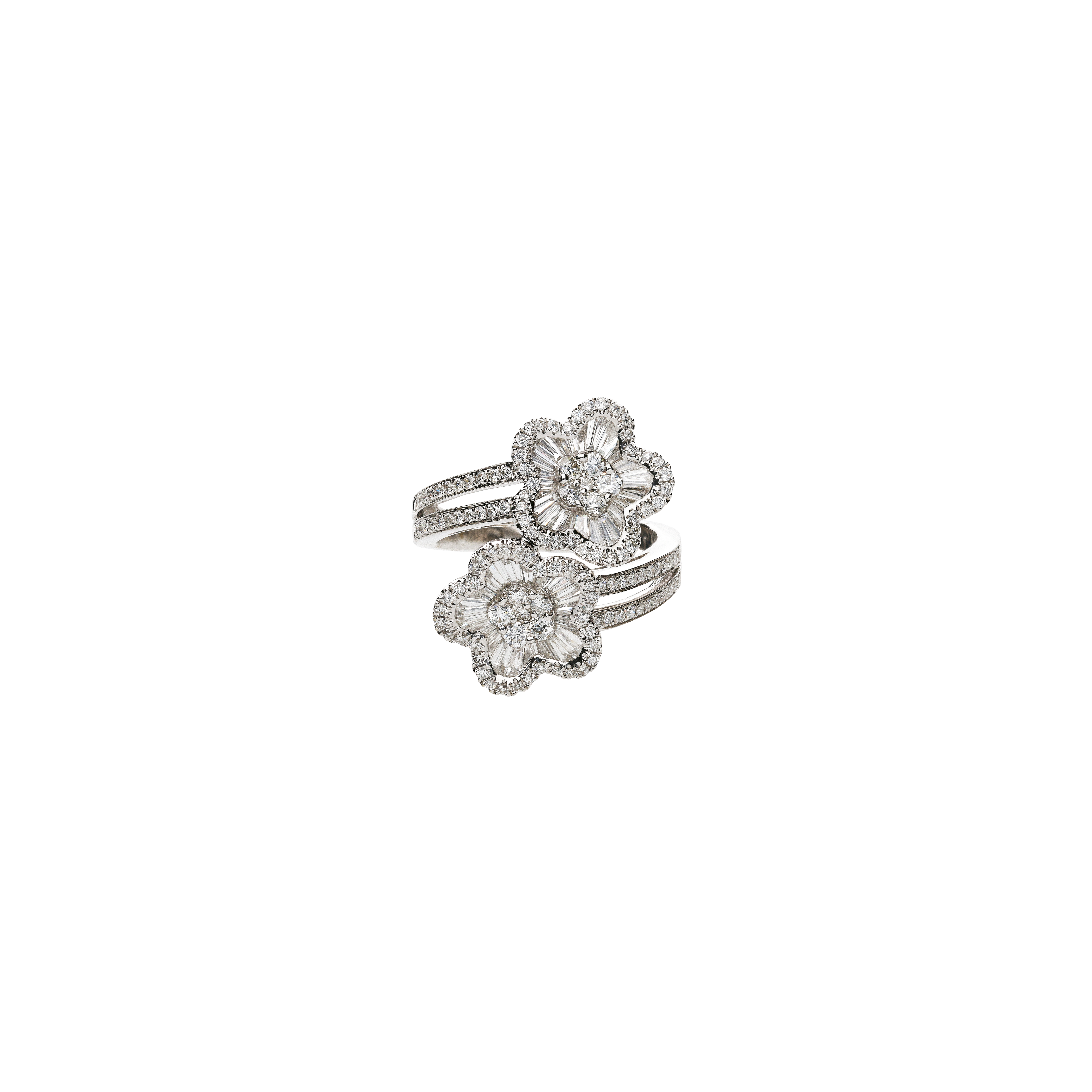 Bartorelli Italian Jewels | ANELLO CONTRARIE FIORI IN ORO BIANCO E DIAMANTI - GIAN012096 (2)