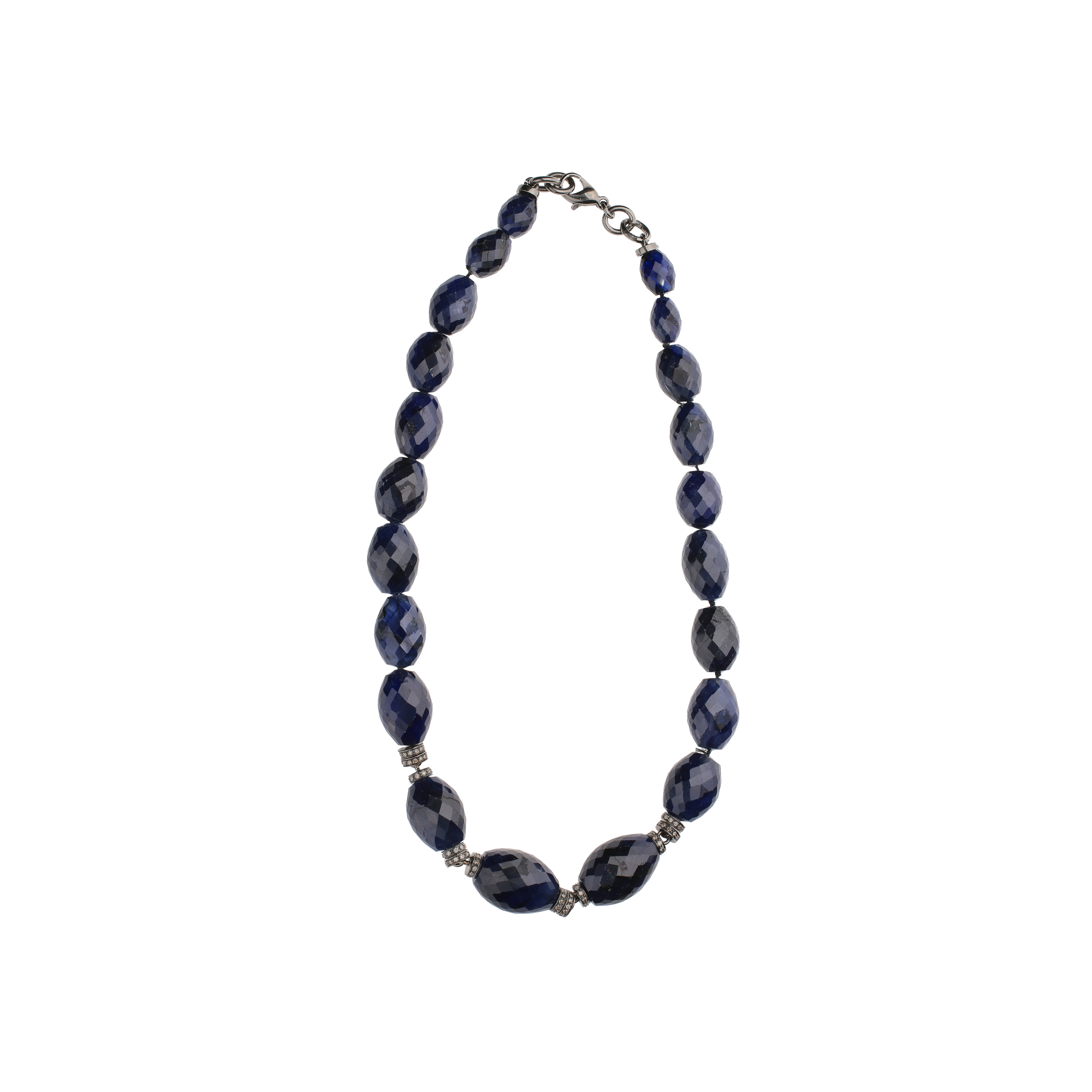 Bartorelli Italian Jewels | COLLANA IN ORO NERO CON DIAMANTI BIANCHI E ZAFFIRI BLU - BAC009 (1)