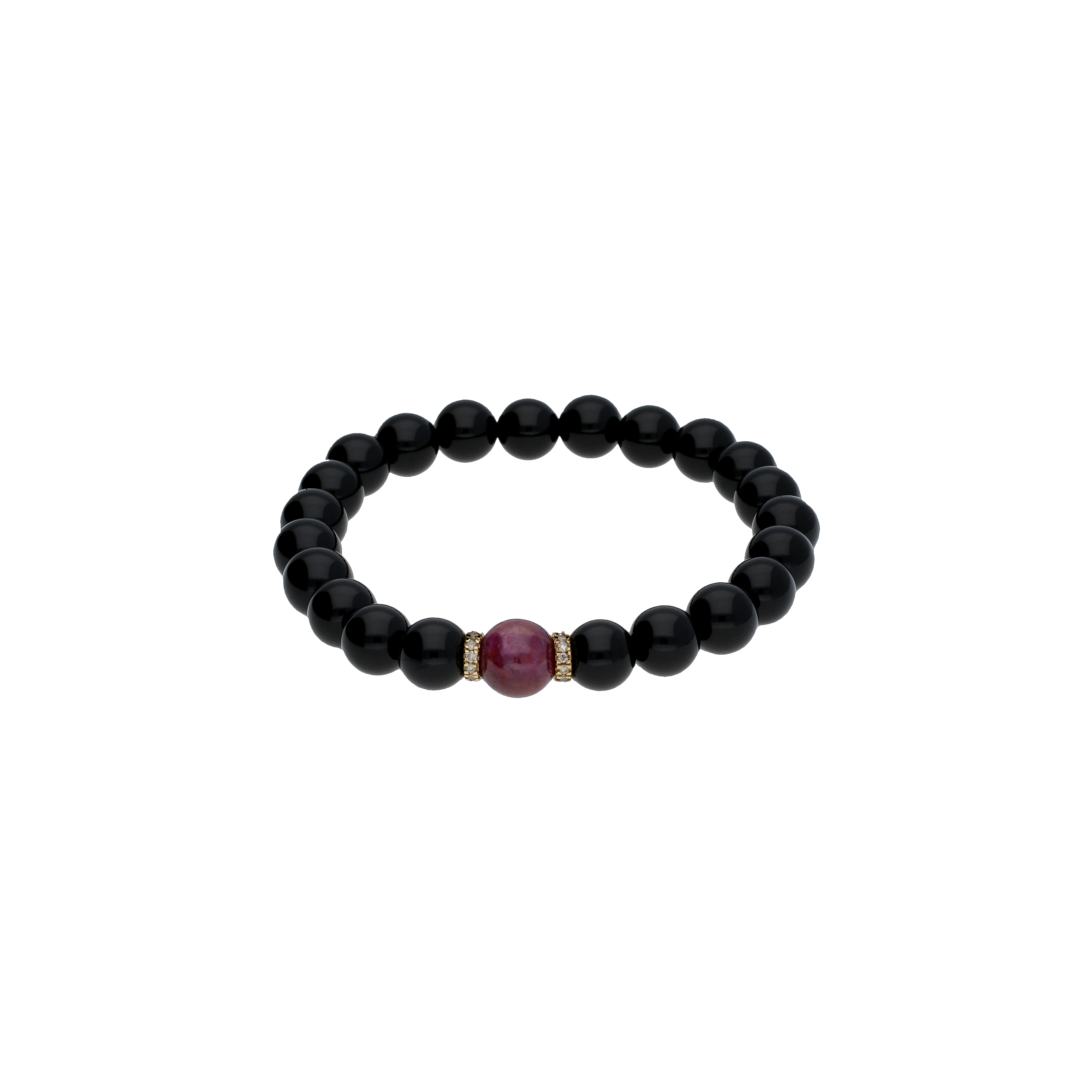 Bartorelli Italian Jewels | BRACCIALE ELASTICO CON PERLE DI ONICE, RUBINO E DIAMANTI BROWN - B021/17-Z (1)