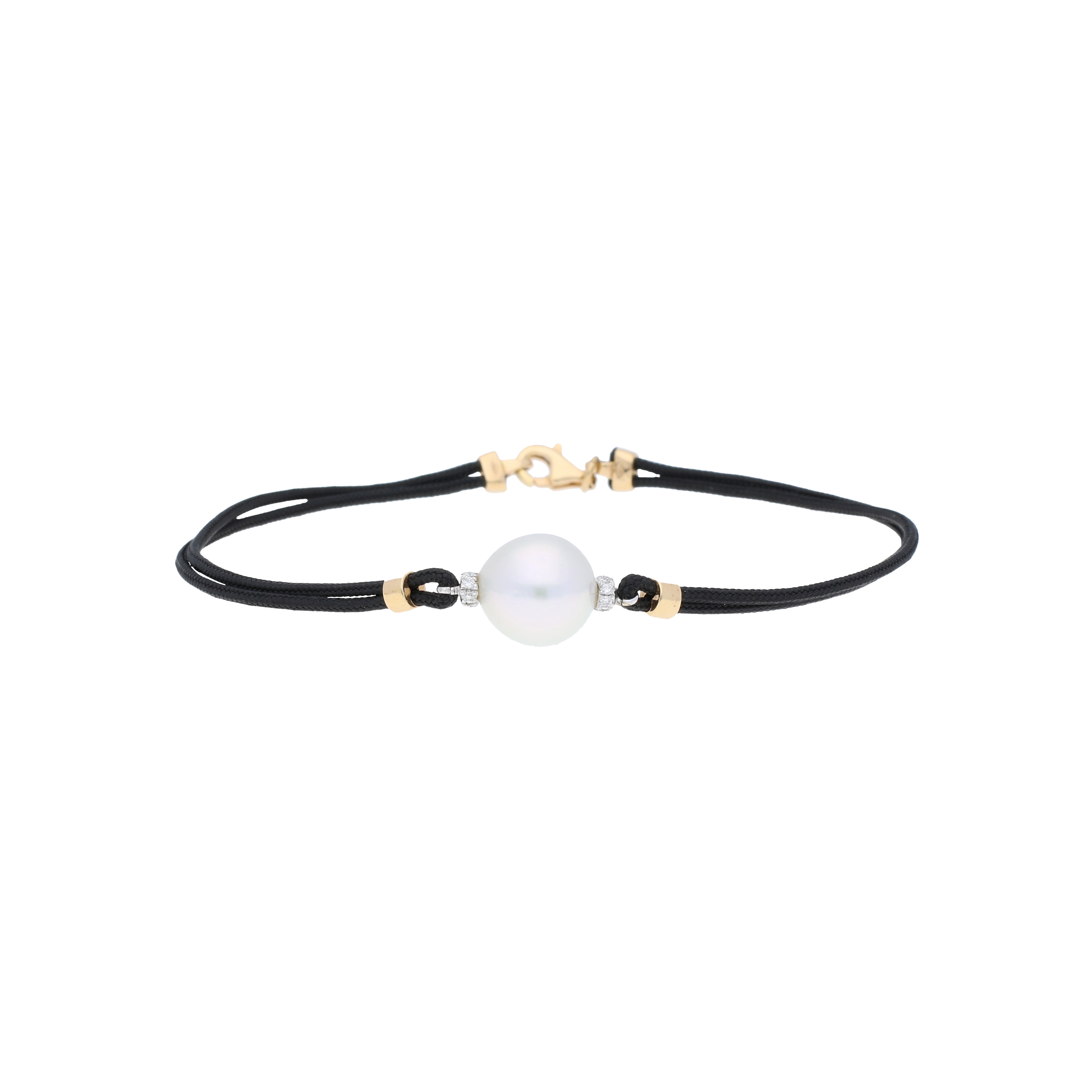 Bartorelli Italian Jewels | BRACCIALE IN CORDA CON PERLA AUSTRALIANA, DIAMANTI ED ELEMENTI IN ORO ROSA - B012 (1)