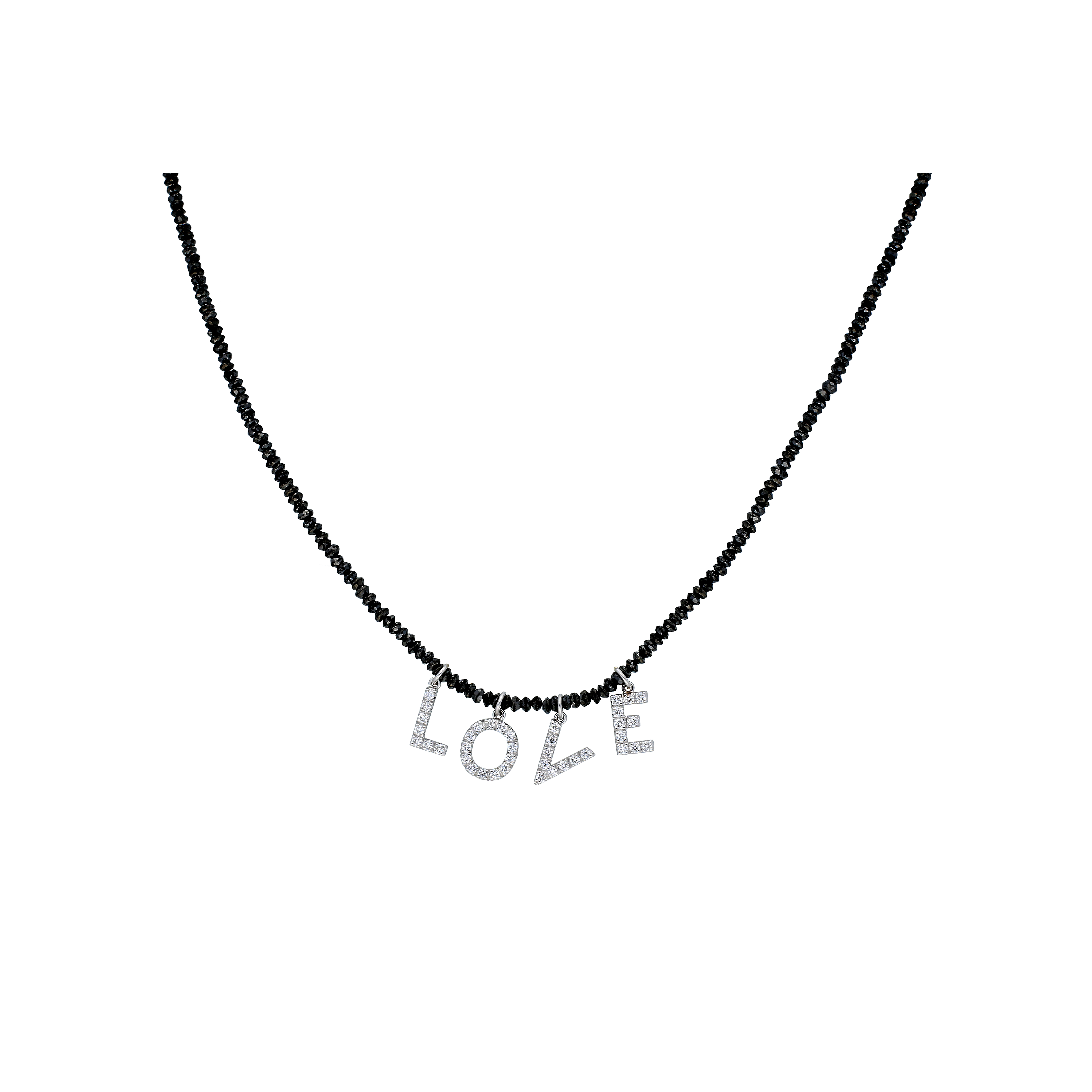 Bartorelli Italian Jewels | COLLANA GIROCOLLO DI DIAMANTI NERI CON LETTERE PENDENTI IN ORO BIANCO E DIAMANTI BIANCHI - BACO06 (1)