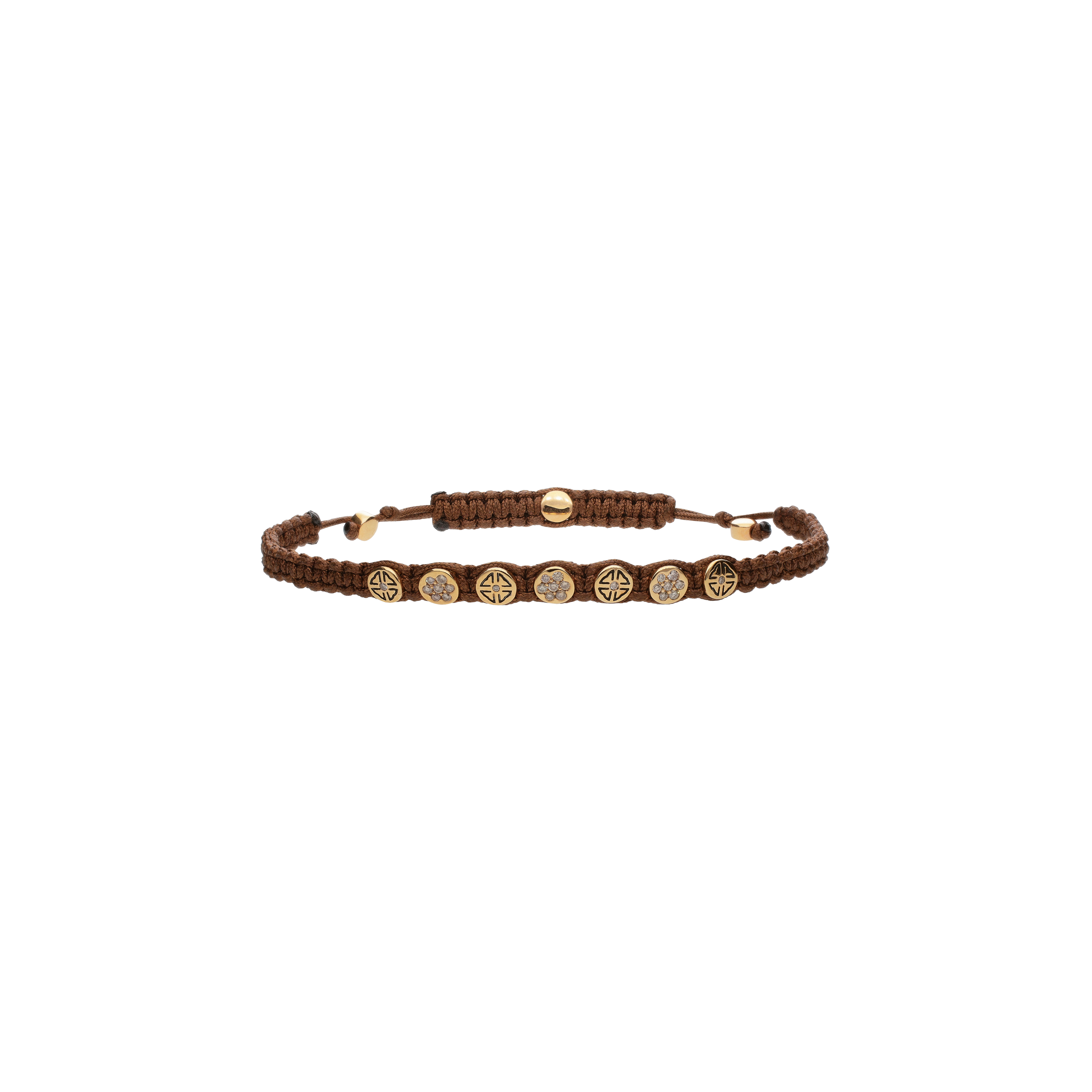 Bartorelli Italian Jewels | BRACCIALE CON ELEMENTI IN ORO ROSA E DIAMANTI BROWN, CORDINO MARRONE - VB25455DBP (1)
