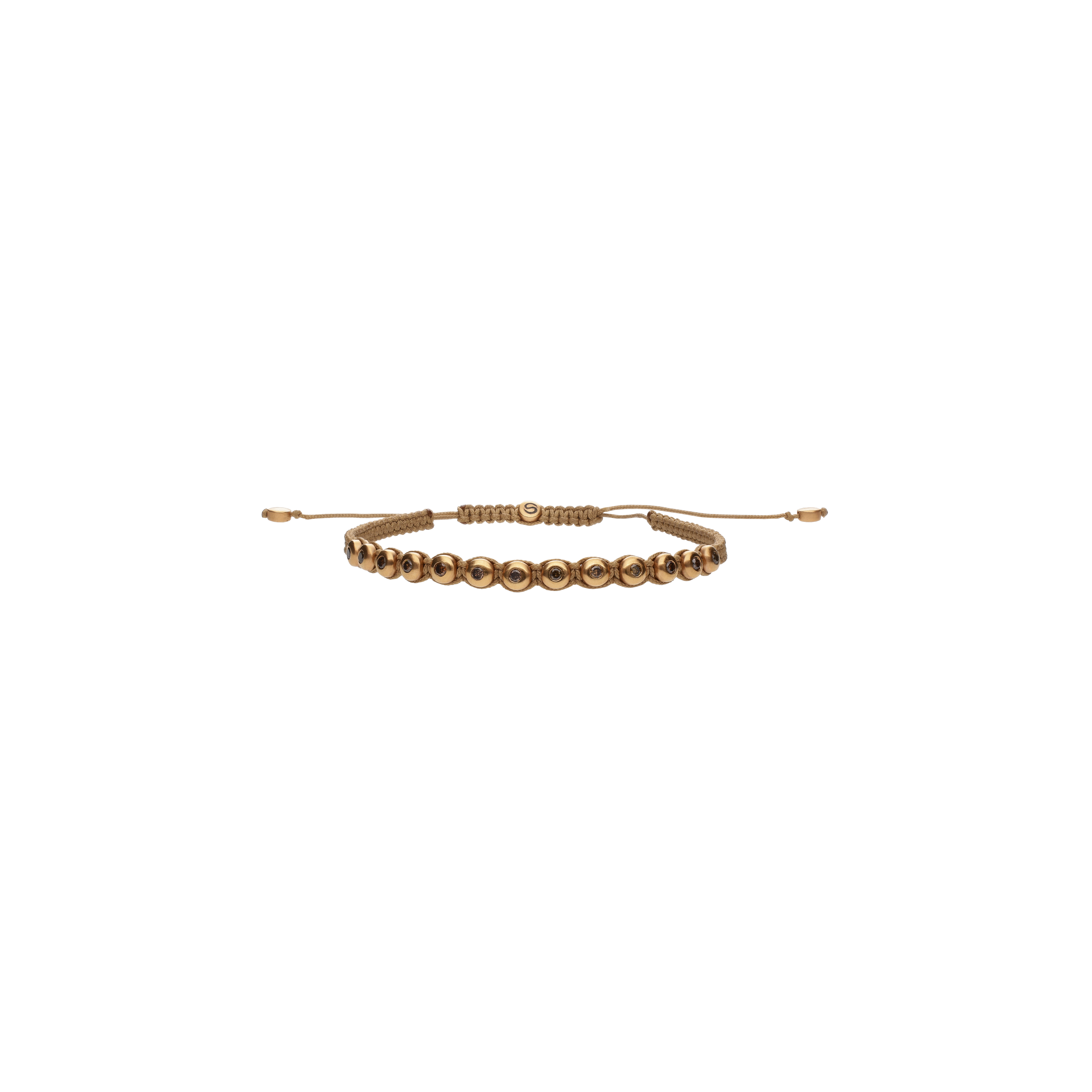 Bartorelli Italian Jewels | BRACCIALE CON ELEMENTI IN ORO ROSA E DIAMANTI BROWN, CORDINO BEIGE - VB25603DBP (1)