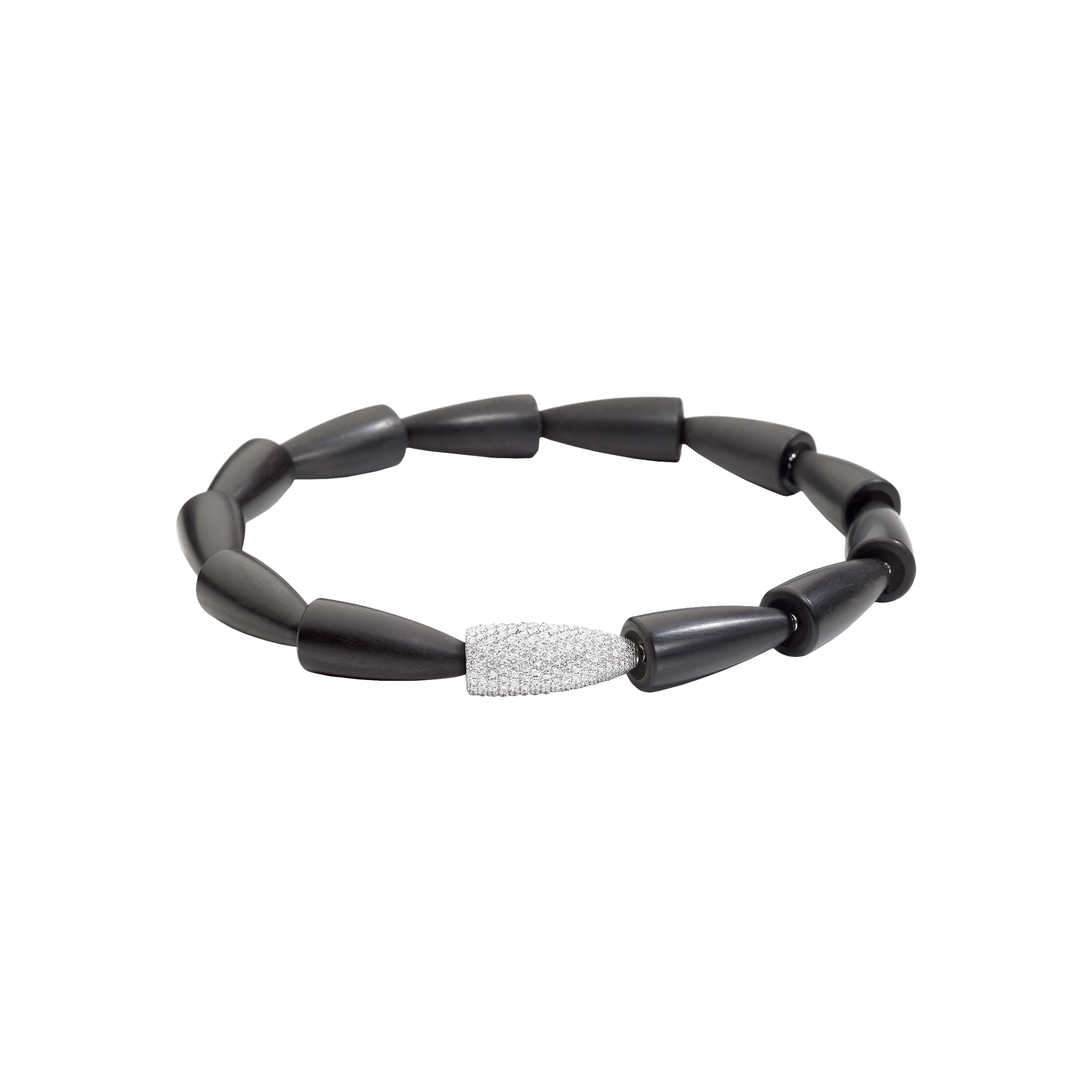 Vhernier | COLLANA CALLA IN ORO BIANCO 18K, DIAMANTI ED EBANO - PG0648CL356 (1)