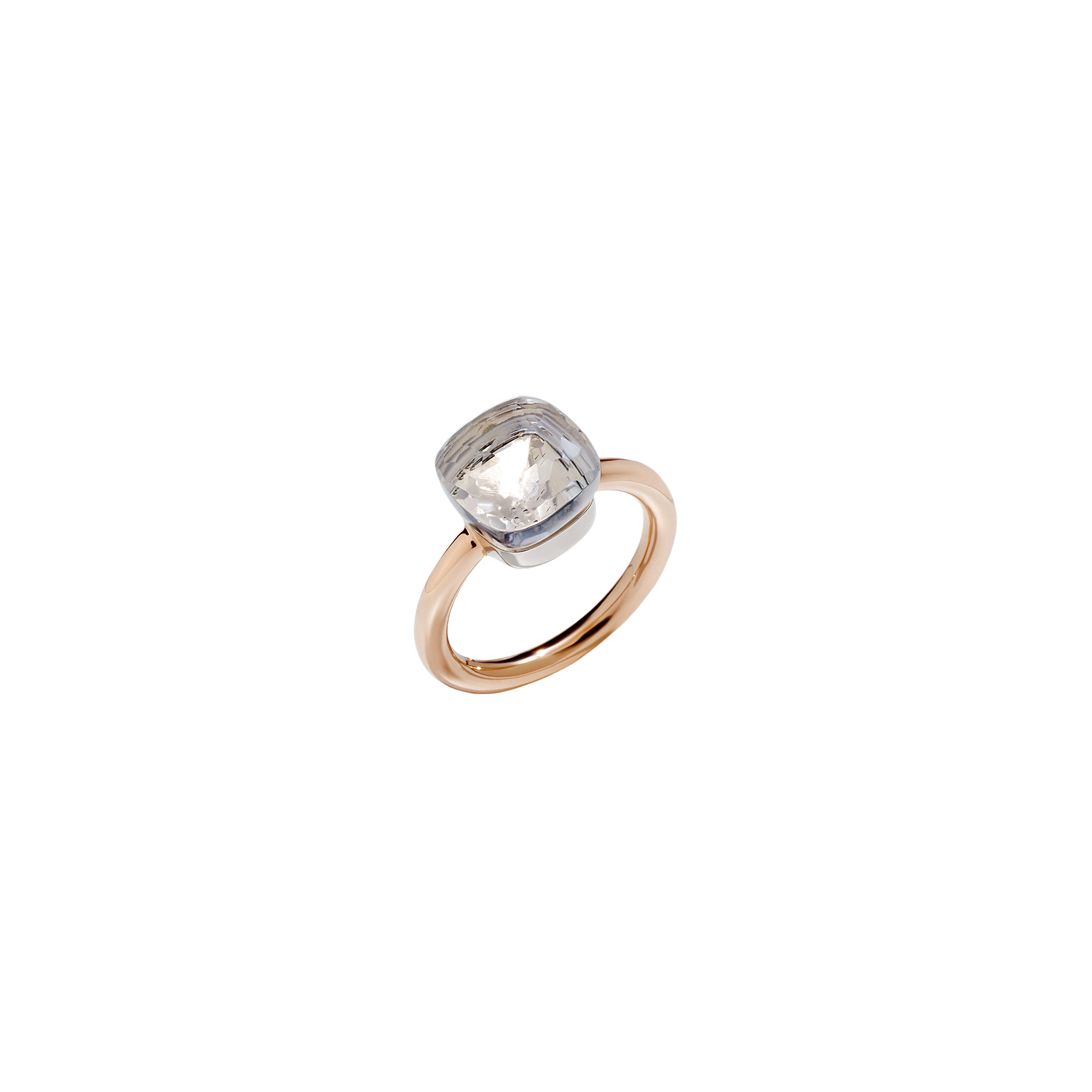 Pomellato | ANELLO NUDO - ANELLO IN ORO ROSA CON CASTONE IN ORO BIANCO E TOPAZIO BIANCO SFACCETTATO - A.A110/O6/TB - PAA1100O6000000TB (1)