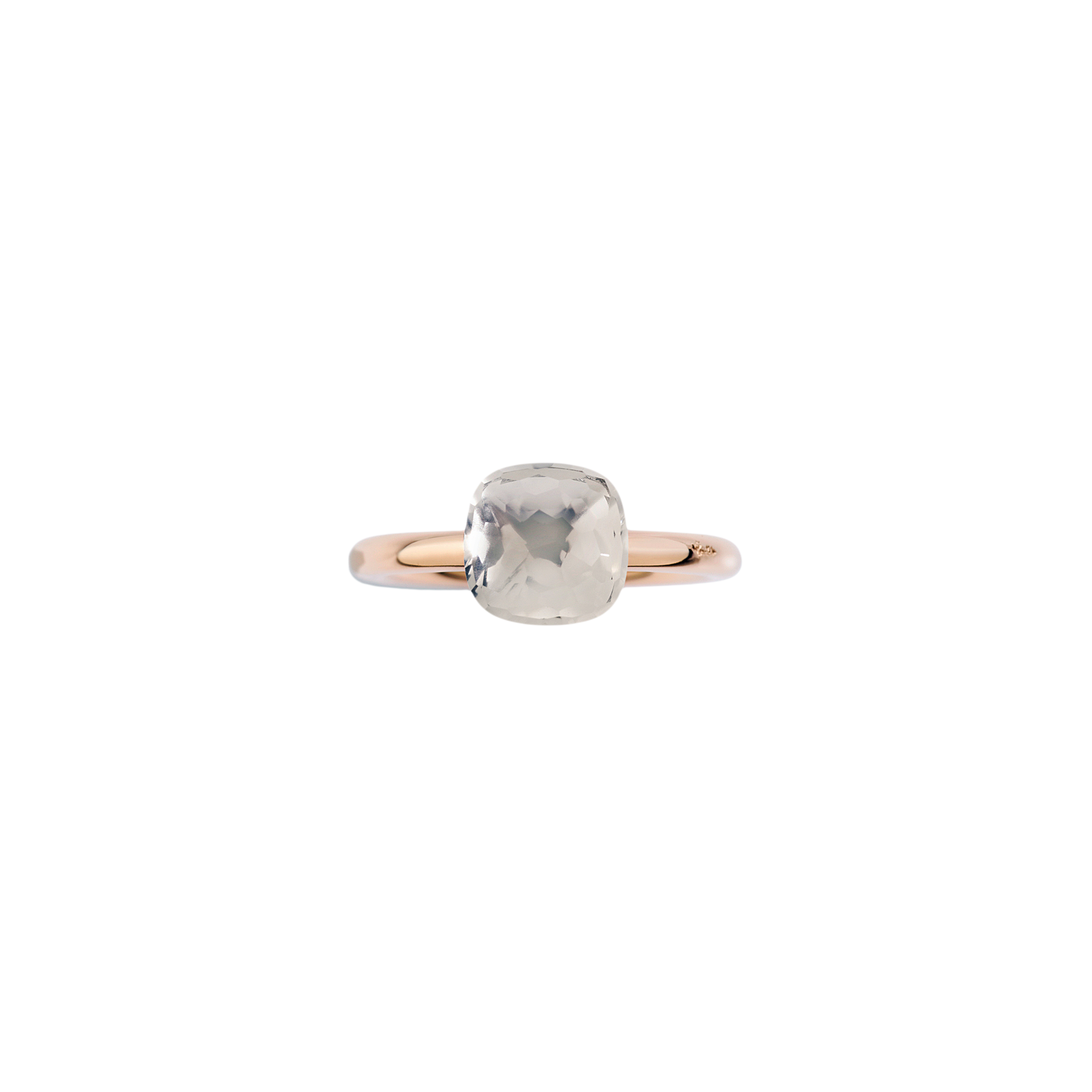 Pomellato | ANELLO NUDO - ANELLO NUDO PETIT IN ORO ROSA CON CASTONE IN ORO BIANCO E TOPAZIO BIANCO SFACCETTATO - A.B403/O6/TB - PAB4030O6000000TB (2)
